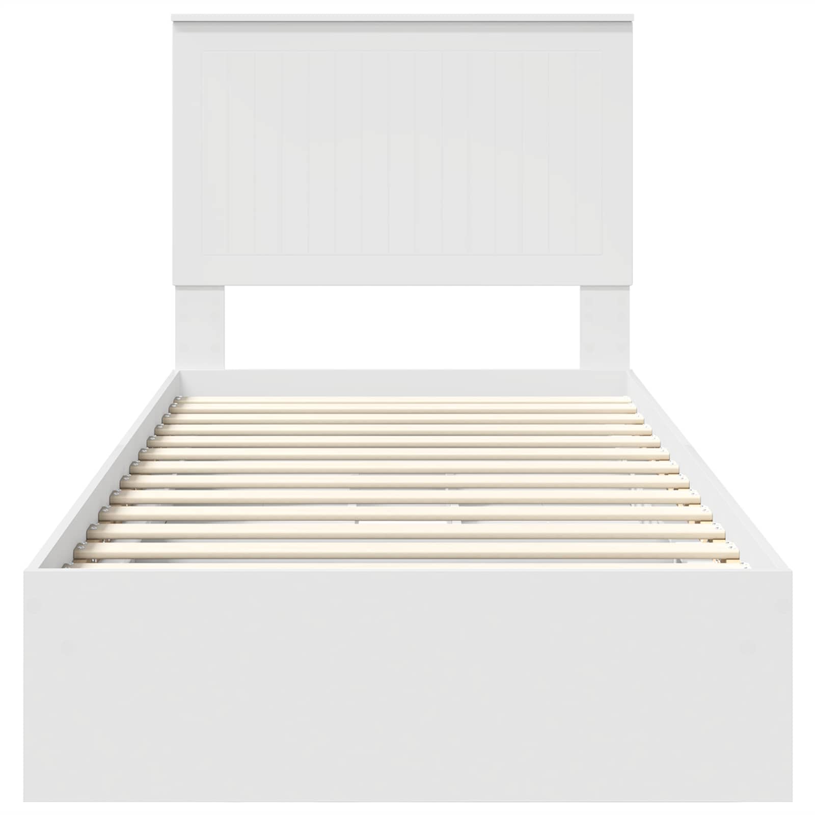 Opslag bed met hoofdeinde met lade Wit 90 x 190 cm Bewerkt hout – afbeelding 8