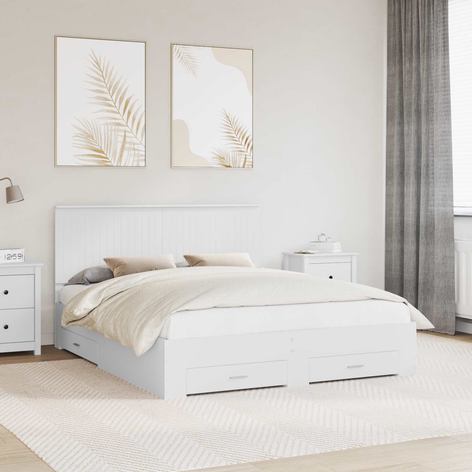 Bedframe met hoofdeinde met lade Wit 160 x 200 cm Bewerkt hout