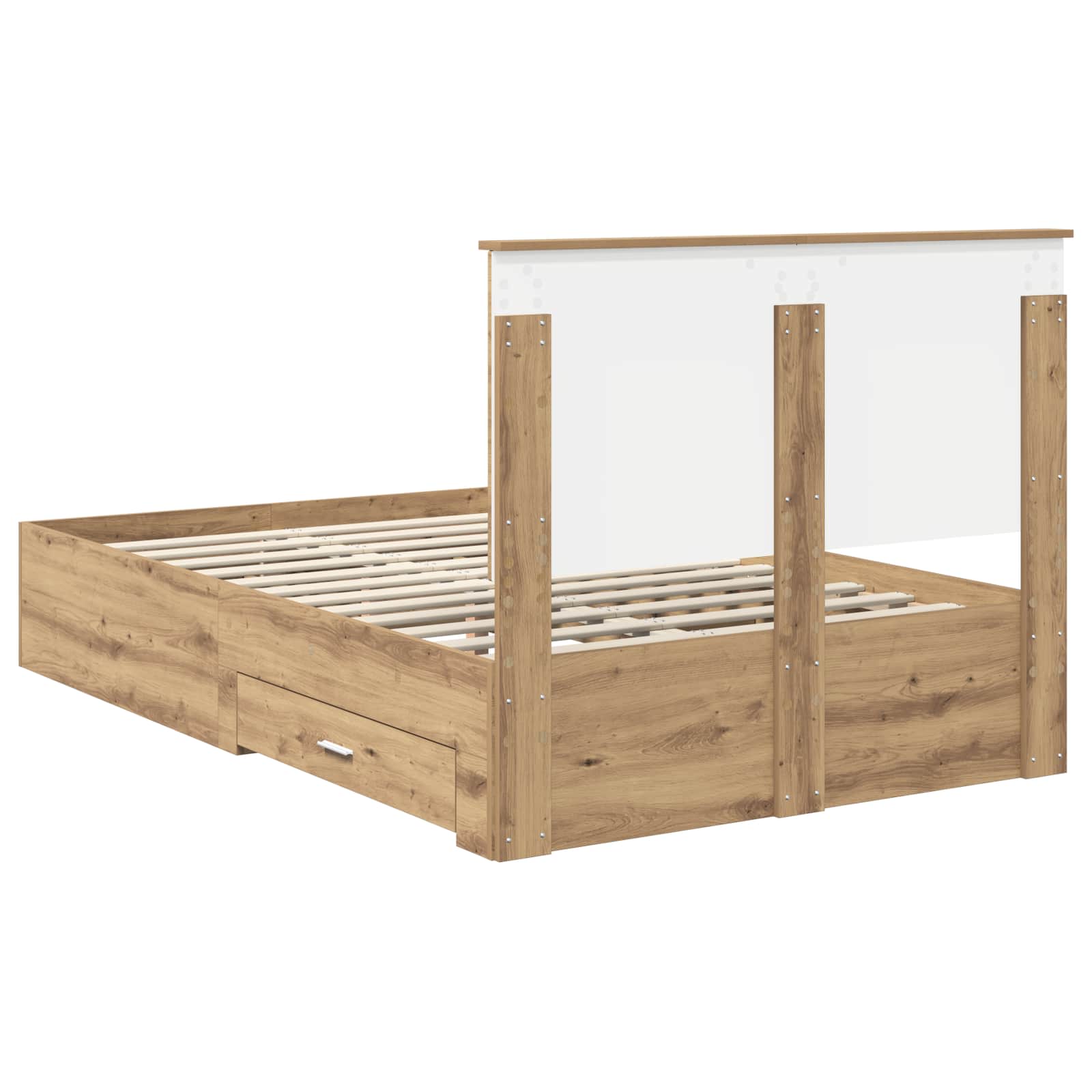 Bedframe met hoofdeinde Artisan Eiken 120 x 200 cm Bewerkt hout – afbeelding 10