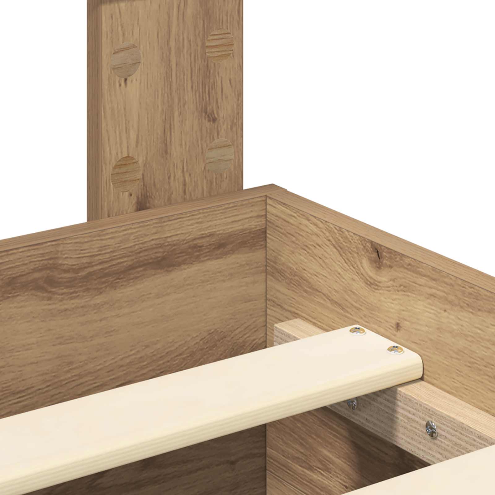 Bedframe met hoofdeinde Artisan Eiken 120 x 200 cm Bewerkt hout – afbeelding 11