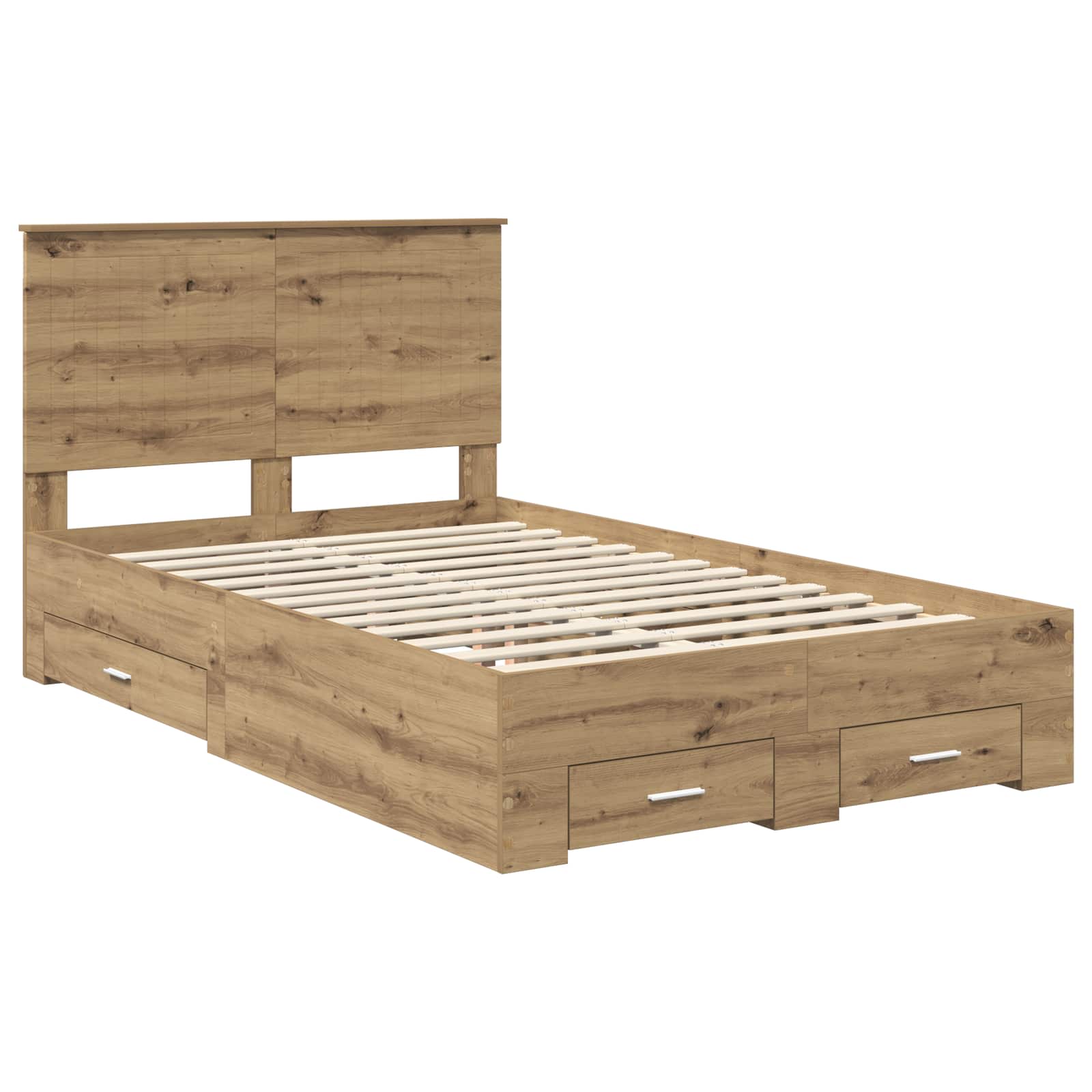 Bedframe met hoofdeinde Artisan Eiken 120 x 200 cm Bewerkt hout – afbeelding 4