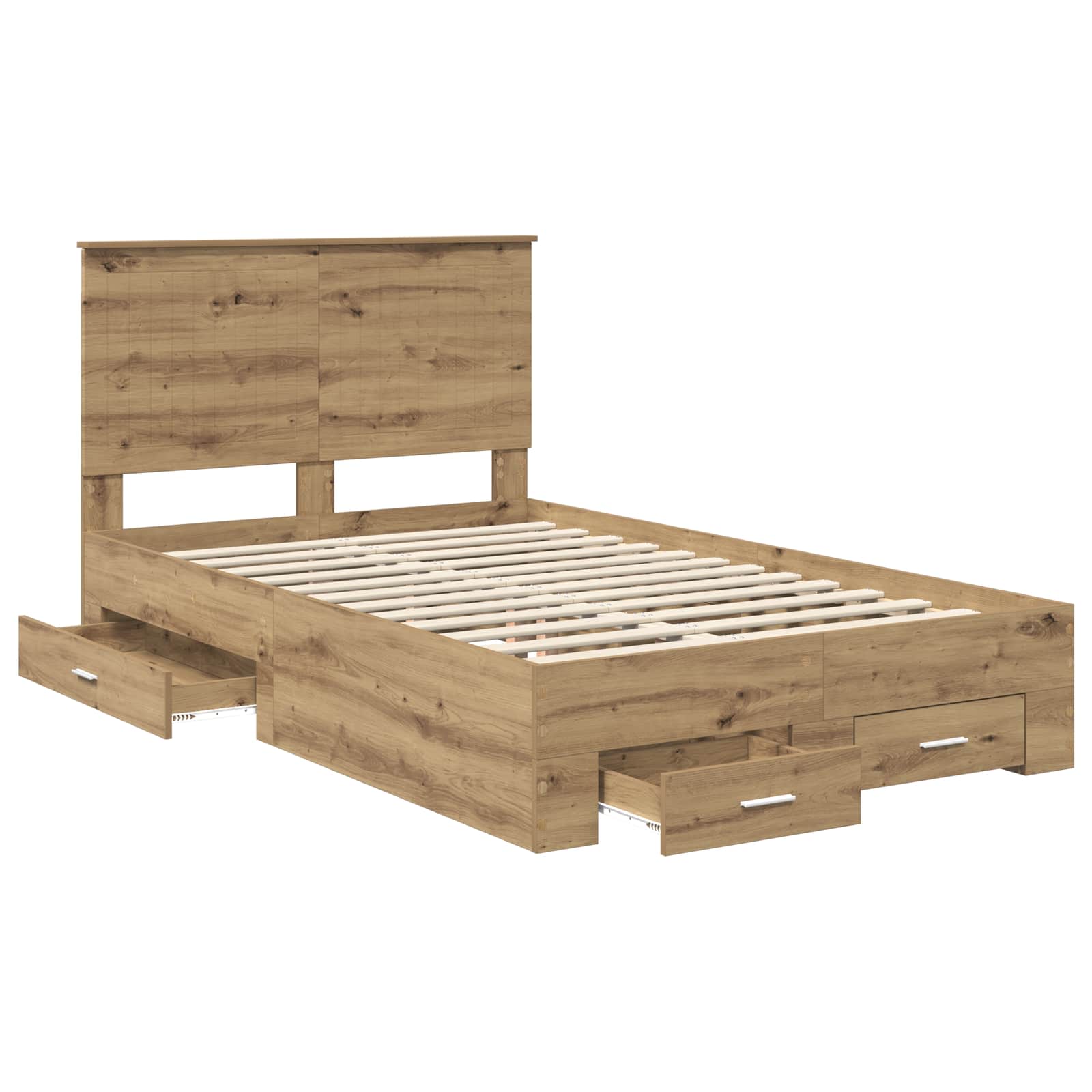 Bedframe met hoofdeinde Artisan Eiken 120 x 200 cm Bewerkt hout – afbeelding 5