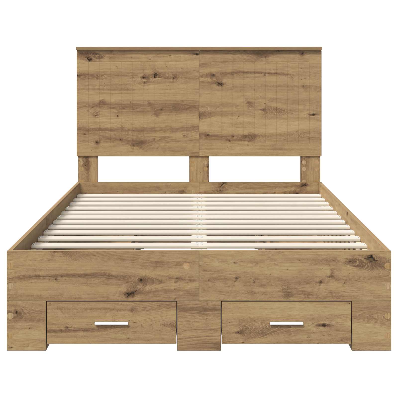 Bedframe met hoofdeinde Artisan Eiken 120 x 200 cm Bewerkt hout – afbeelding 8