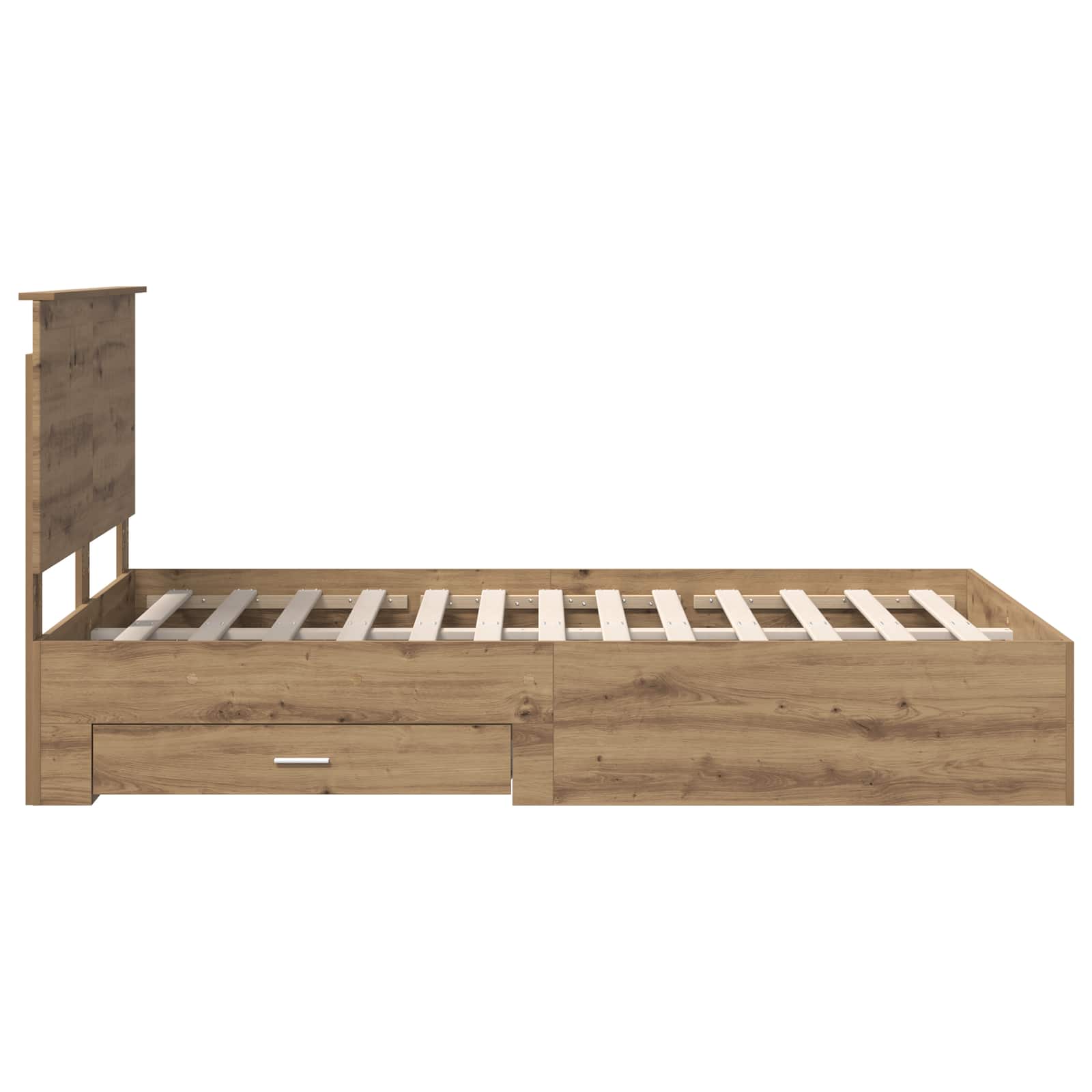Bedframe met hoofdeinde Artisan Eiken 120 x 200 cm Bewerkt hout – afbeelding 9