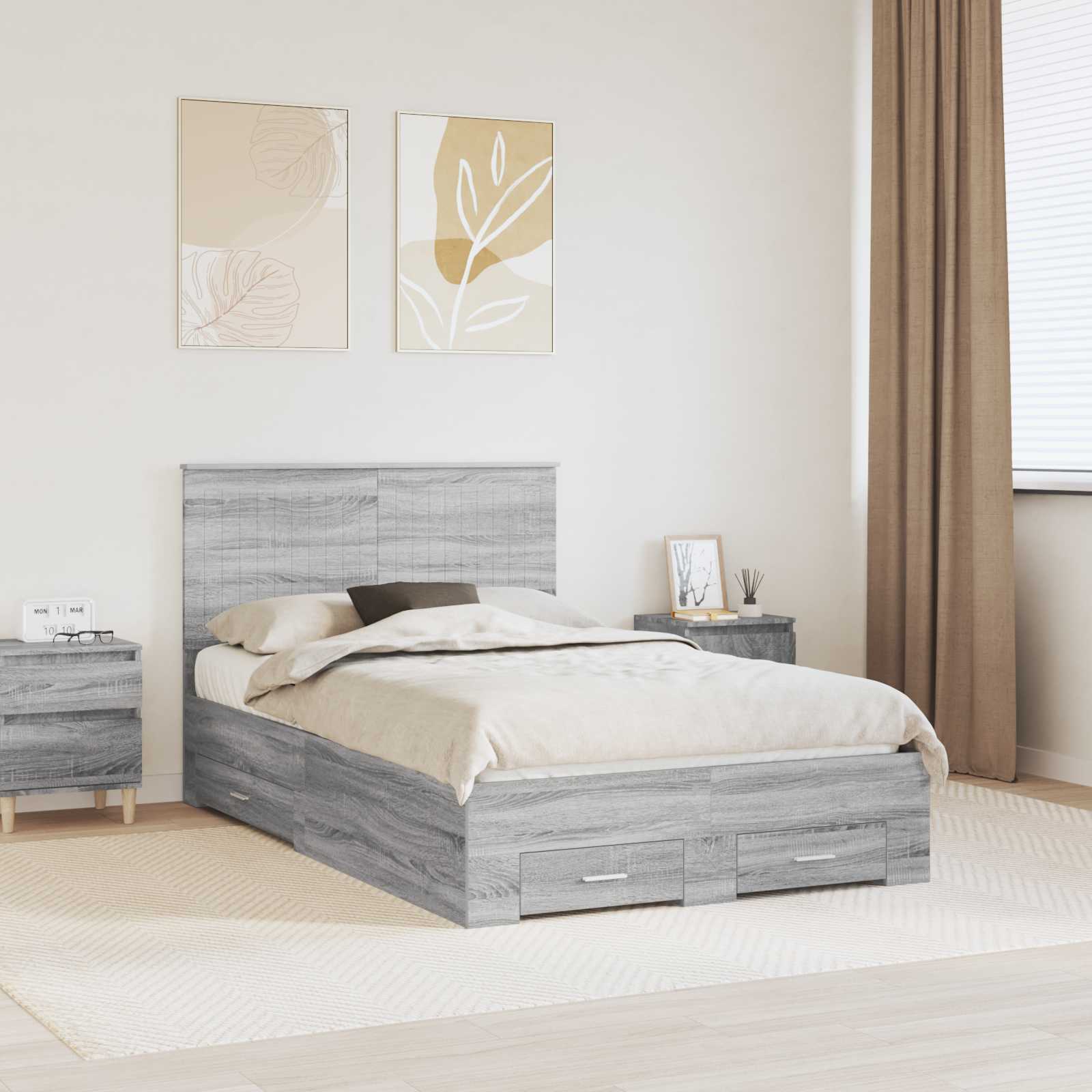Bedframe met hoofdeinde Grijs Sonoma 120 x 190 cm Bewerkt hout
