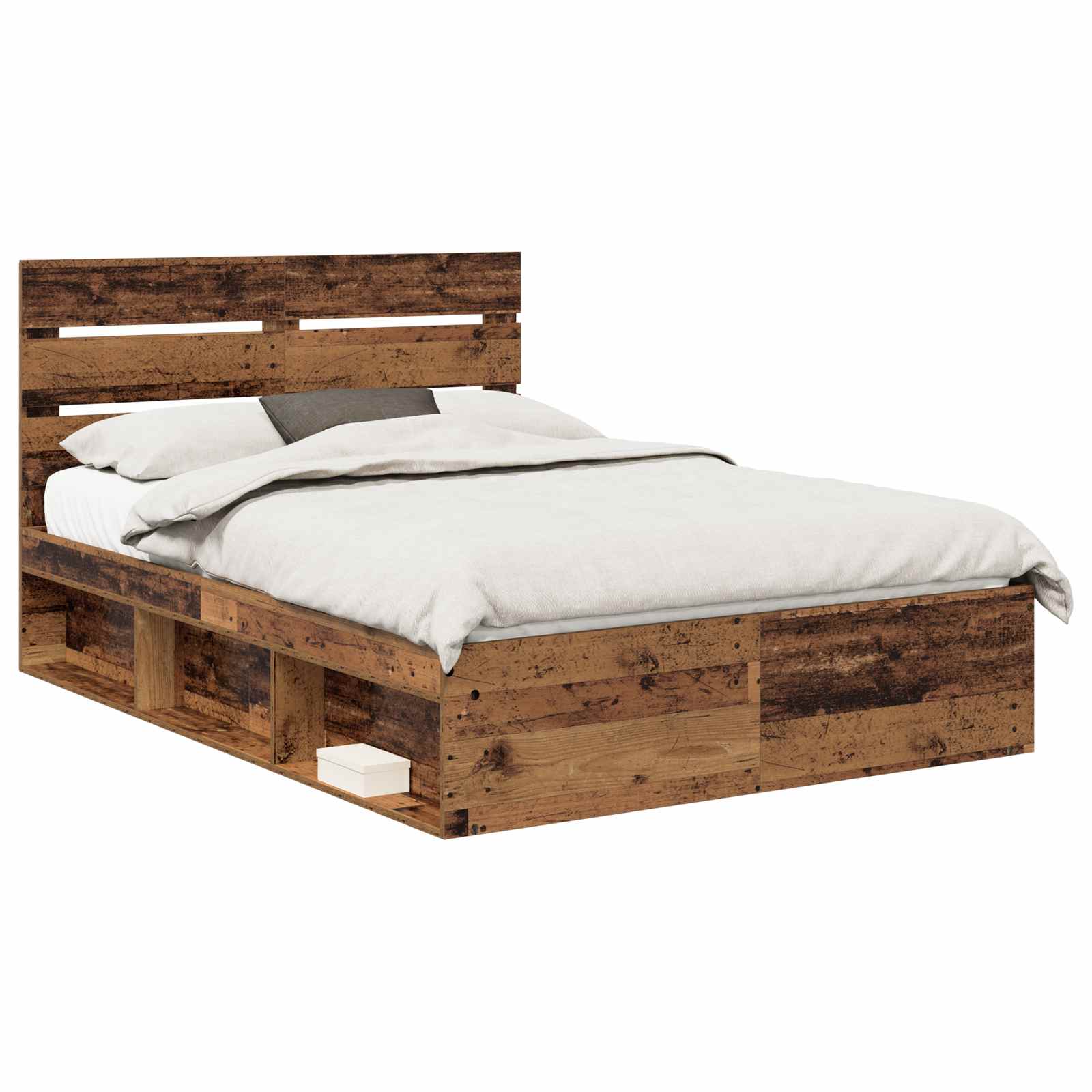 Bedframe met hoofdeinde Oudhout 140 x 200 cm Massief grenenhout – afbeelding 2