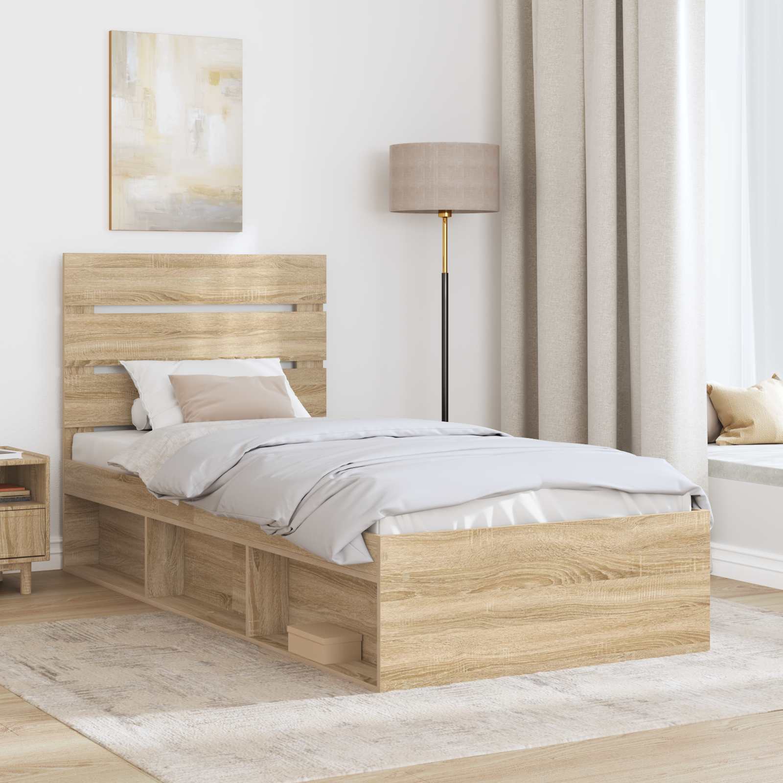 Bedframe met hoofdeinde Sonoma 90 x 190 cm Massief grenenhout – afbeelding 3