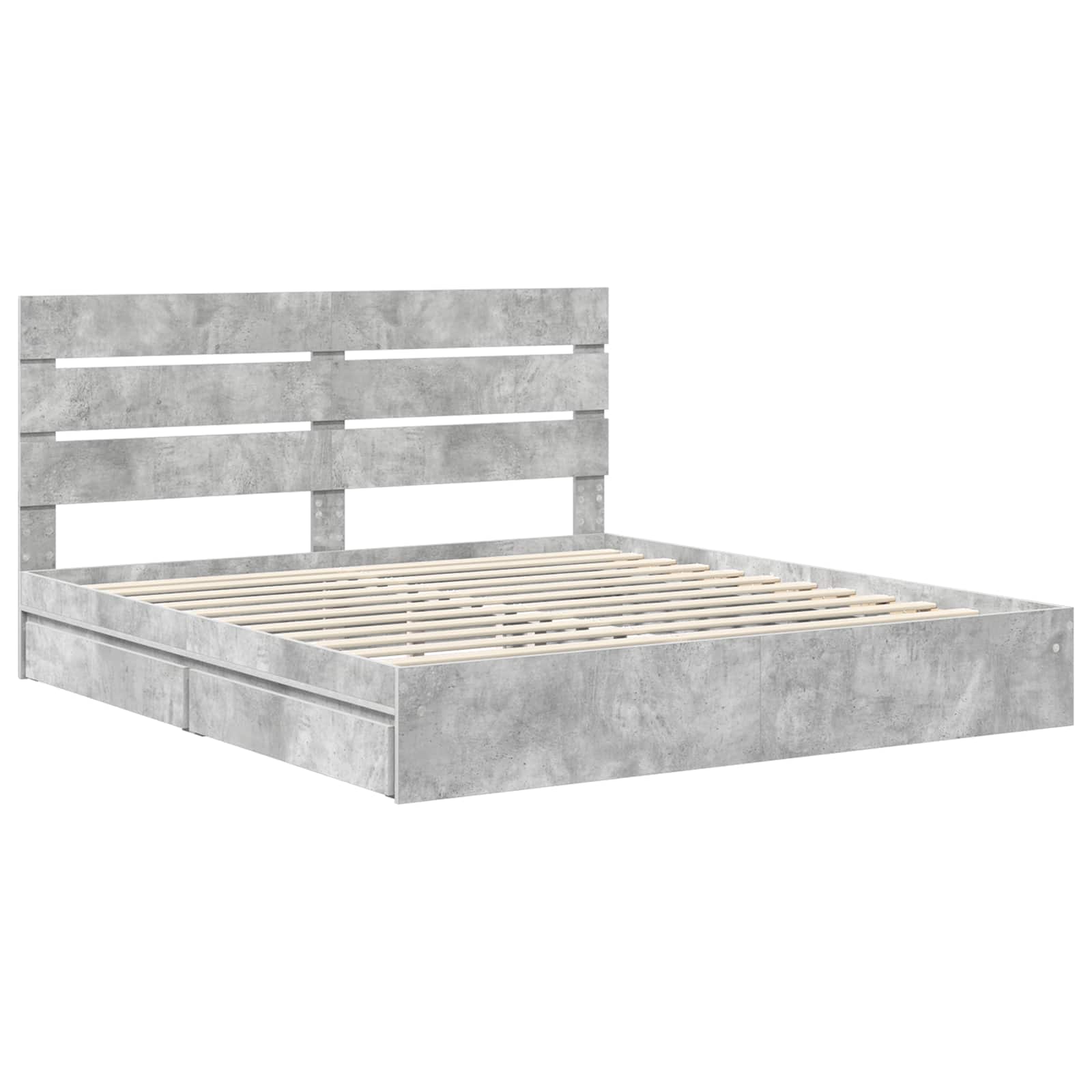 Opslag bed met hoofdeinde Beton Grijs 180 x 200 cm Bewerkt hout – afbeelding 4