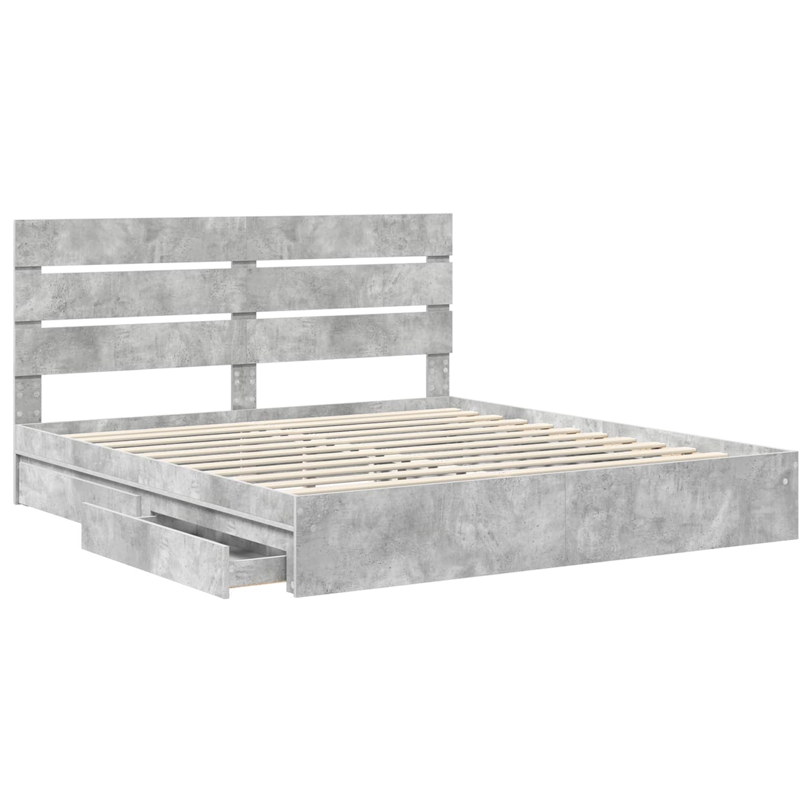 Opslag bed met hoofdeinde Beton Grijs 180 x 200 cm Bewerkt hout – afbeelding 5