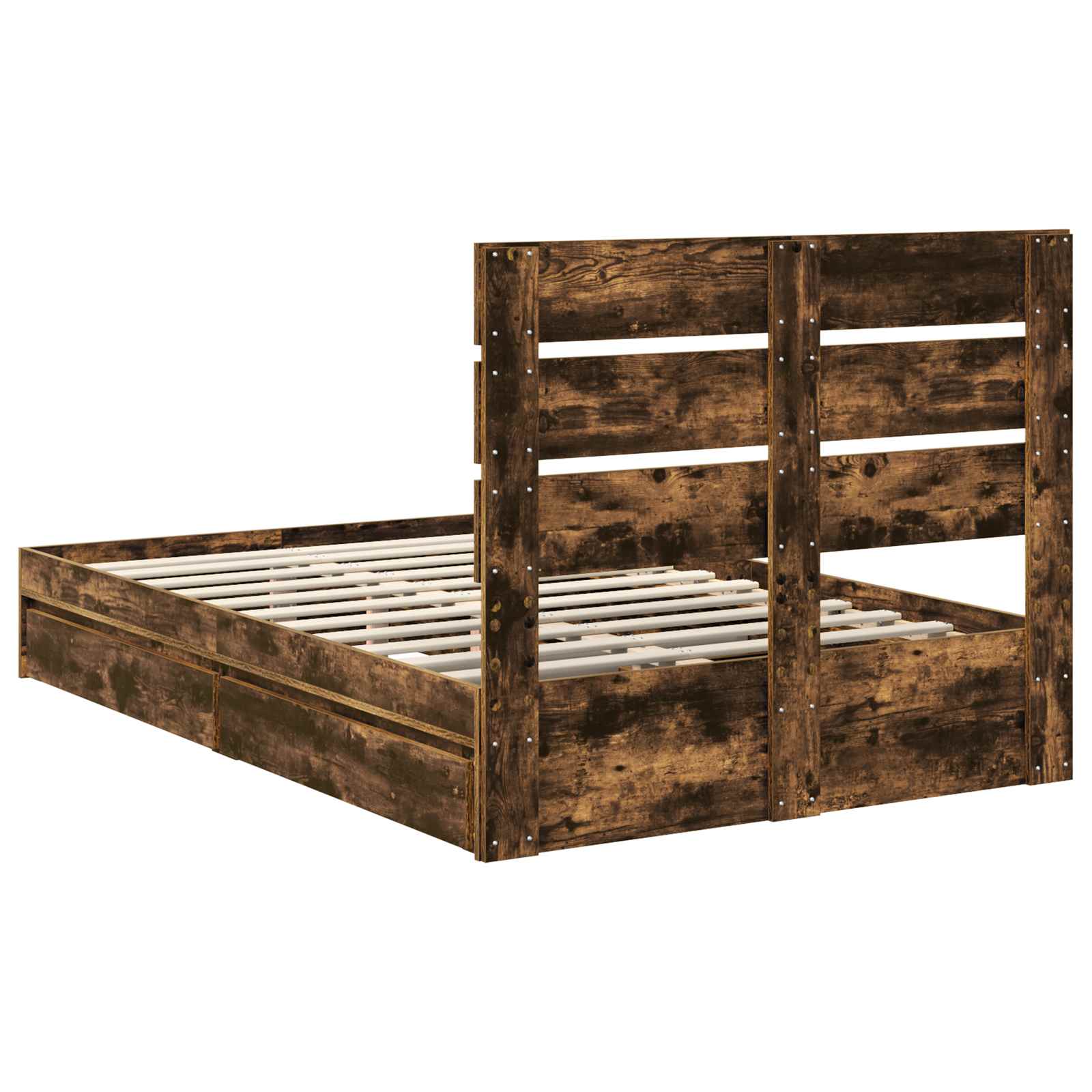 Opslag bed met lade Gerookt eiken 120 x 200 cm Bewerkt hout – afbeelding 10