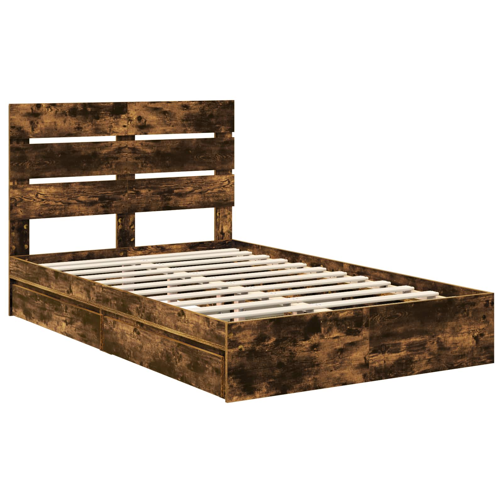 Opslag bed met lade Gerookt eiken 120 x 200 cm Bewerkt hout – afbeelding 4