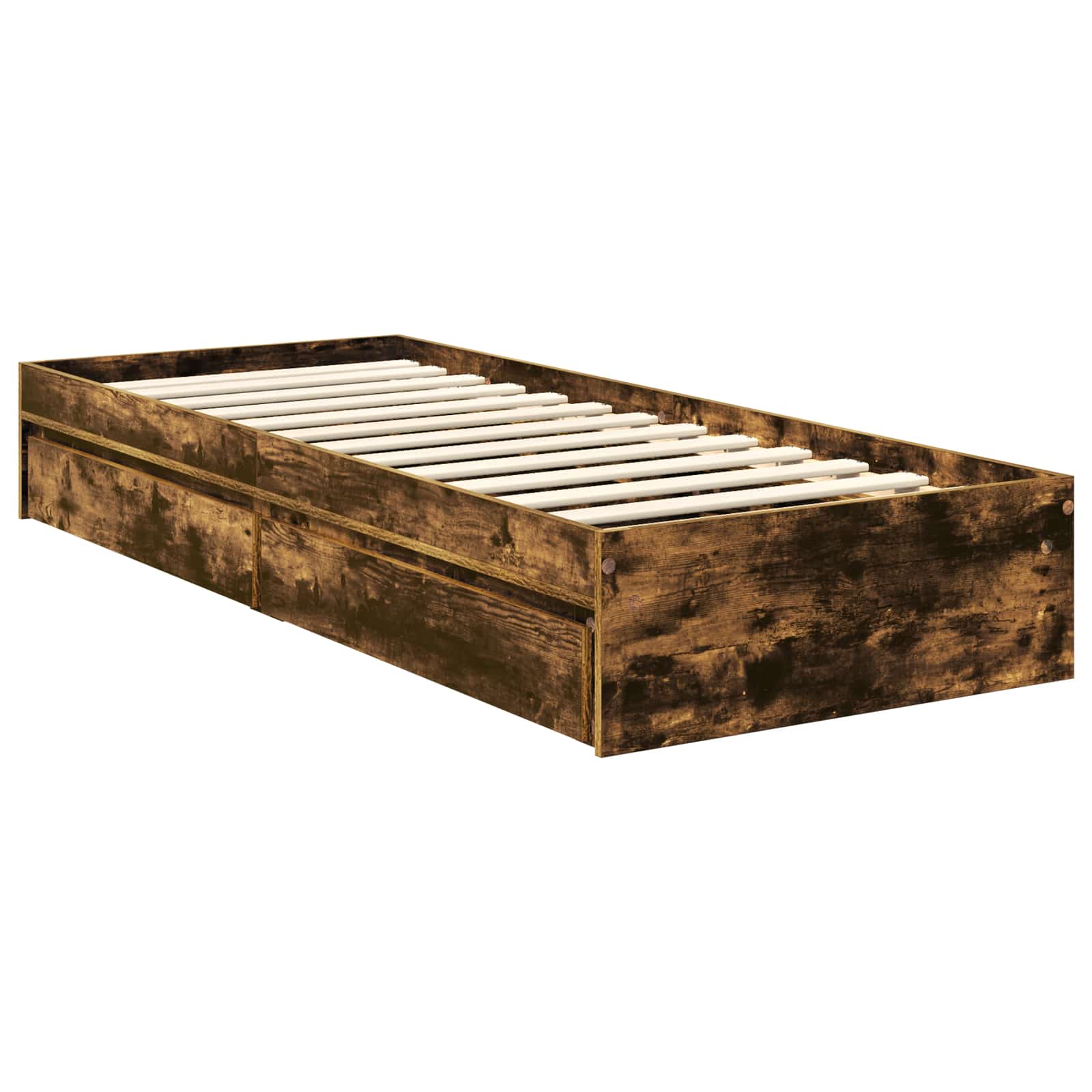 Opslag bed met lade Gerookt eiken 120 x 200 cm Bewerkt hout – afbeelding 6