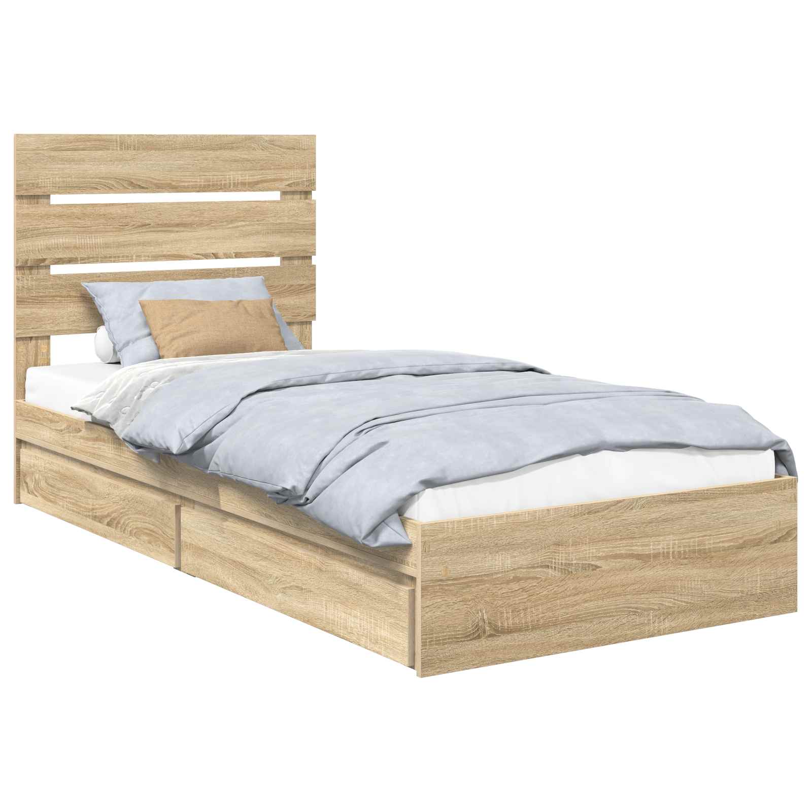 Opslag bed met hoofdeinde Sonoma Eiken 90 x 200 cm Bewerkt hout – afbeelding 2