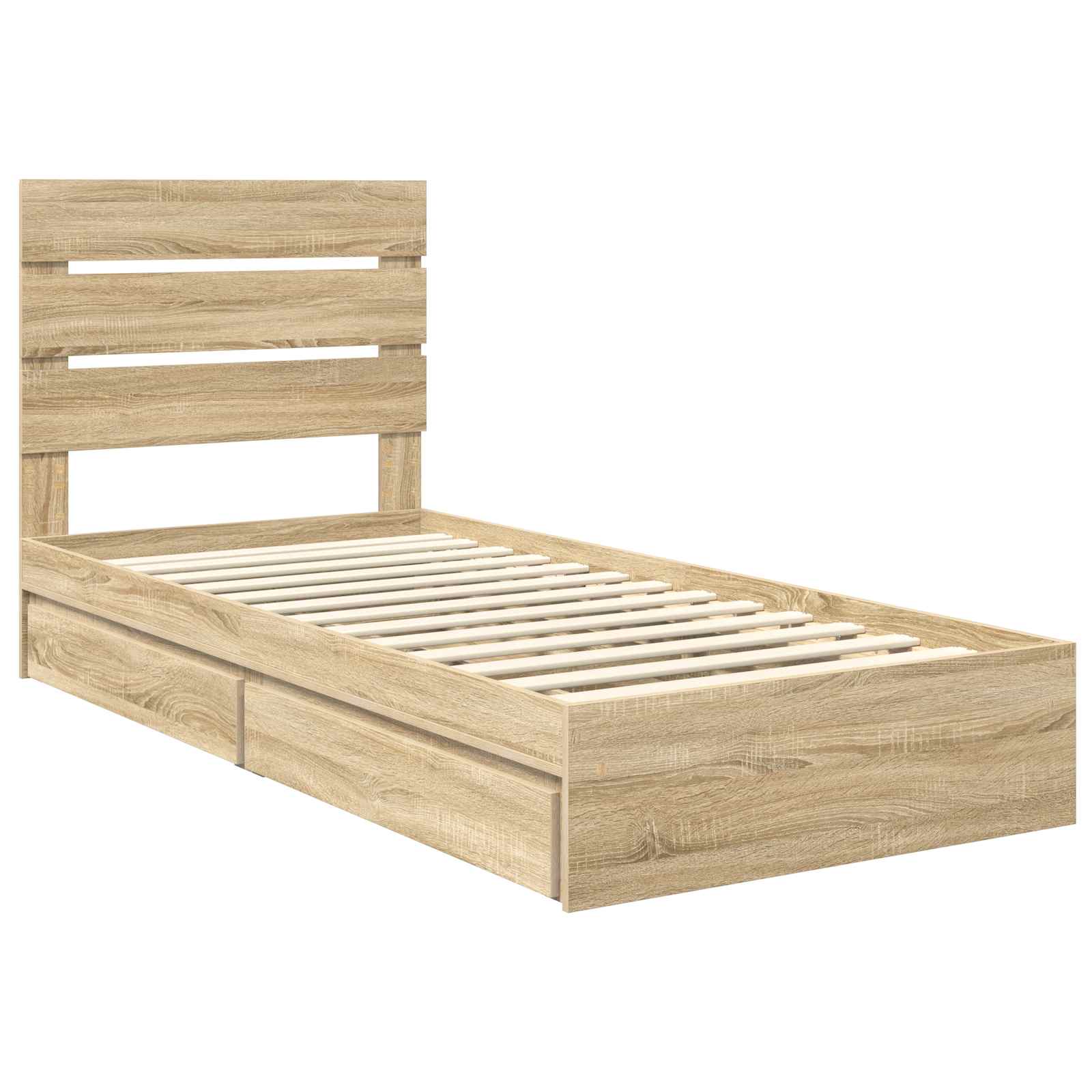 Opslag bed met hoofdeinde Sonoma Eiken 90 x 200 cm Bewerkt hout – afbeelding 4