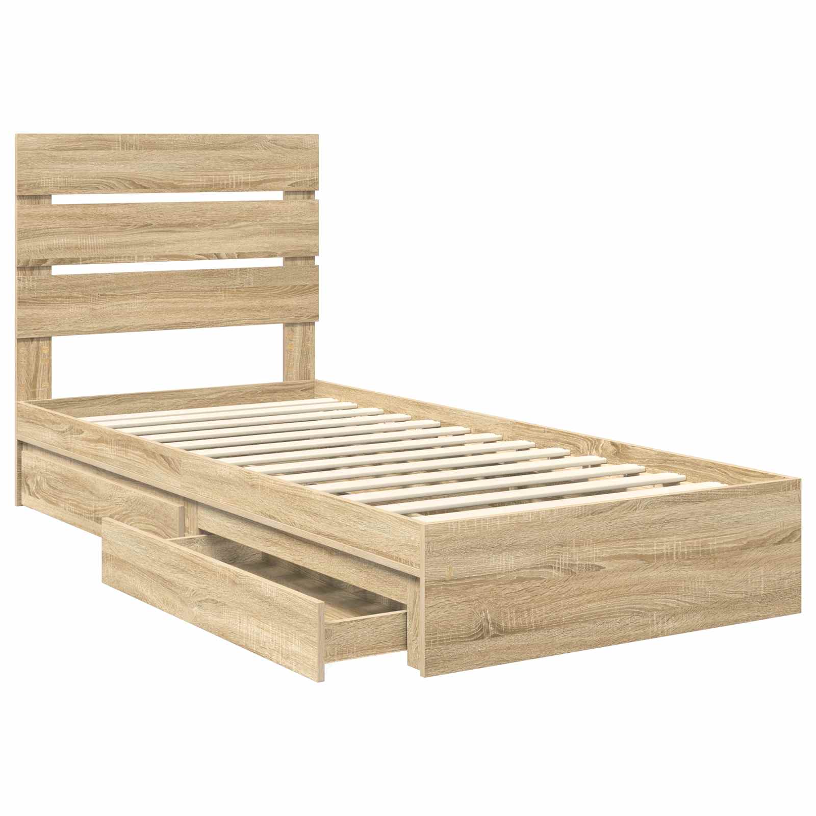 Opslag bed met hoofdeinde Sonoma Eiken 90 x 200 cm Bewerkt hout – afbeelding 5