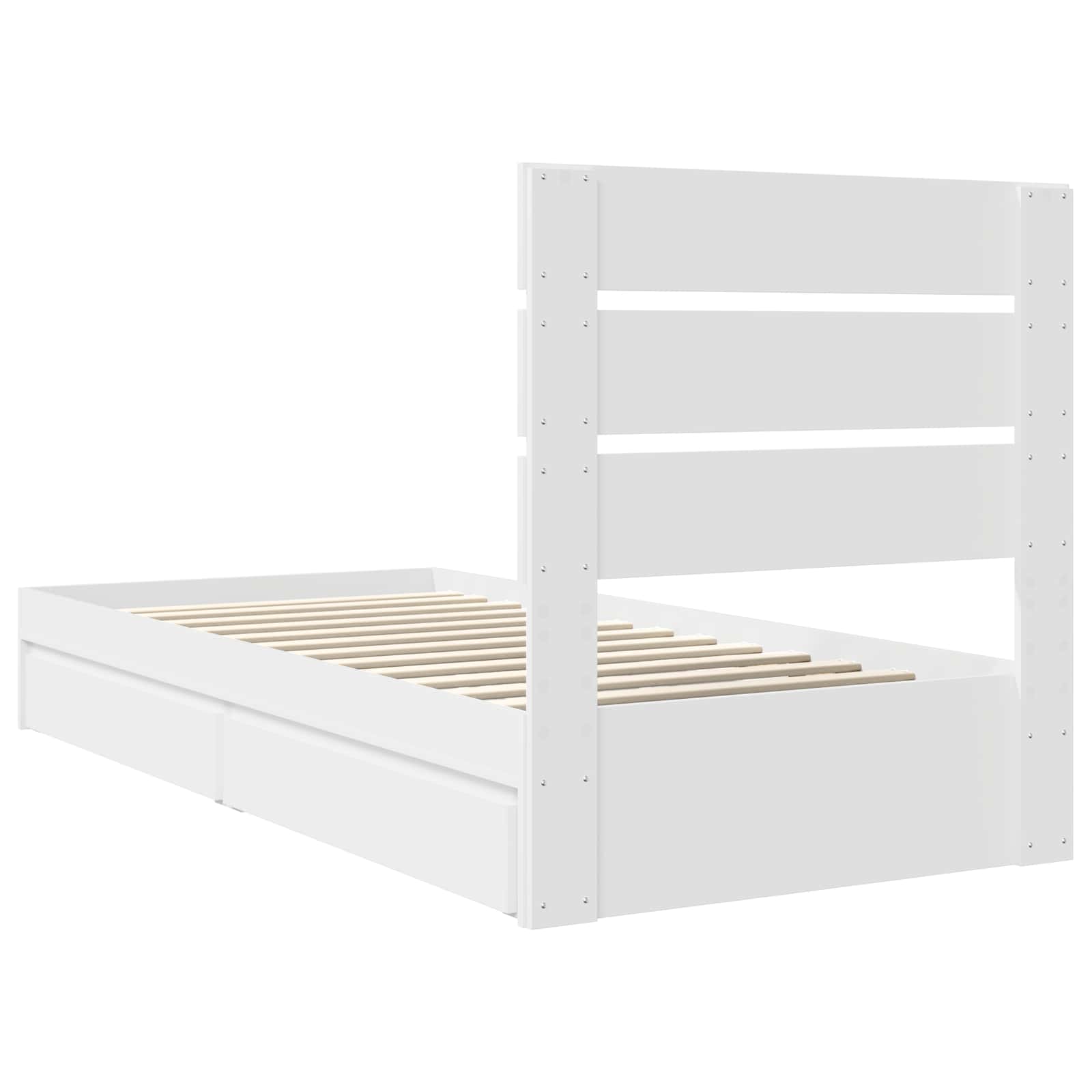 Opslag bed met hoofdeinde met lade Wit 90 x 190 cm Bewerkt hout – afbeelding 10