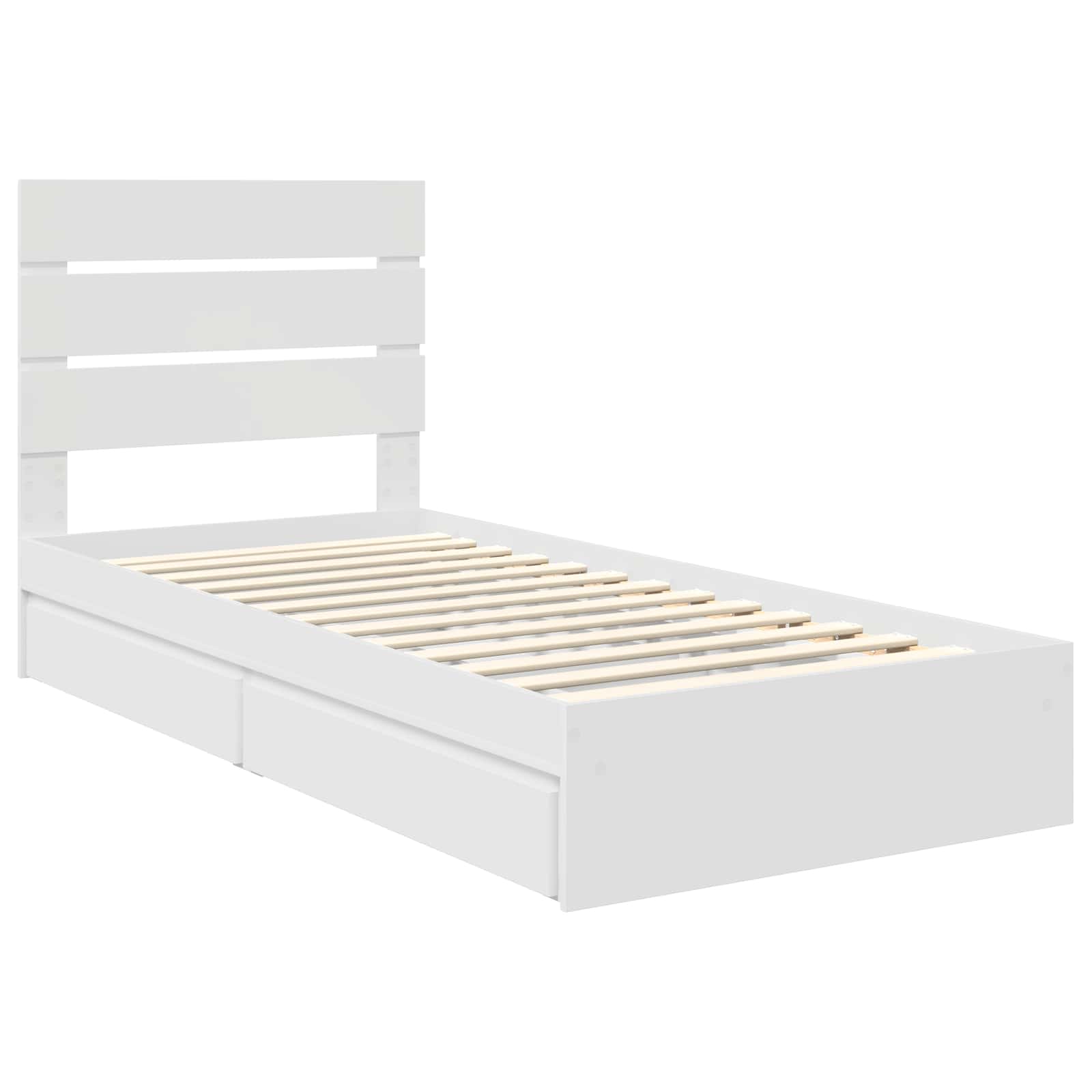 Opslag bed met hoofdeinde met lade Wit 90 x 190 cm Bewerkt hout – afbeelding 4