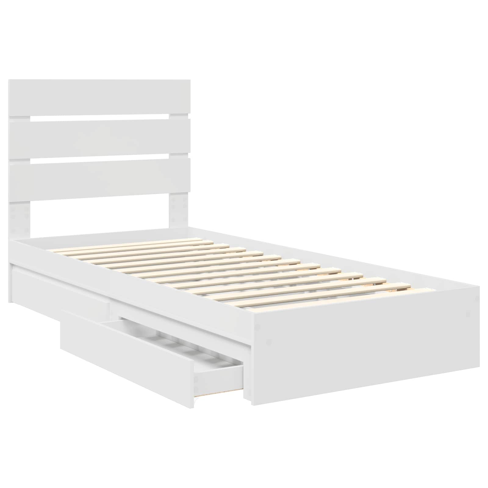 Opslag bed met hoofdeinde met lade Wit 90 x 190 cm Bewerkt hout – afbeelding 5
