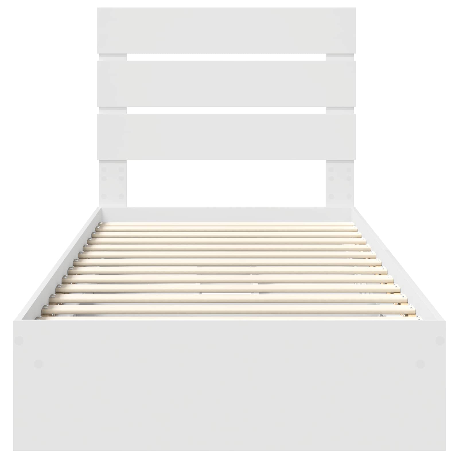 Opslag bed met hoofdeinde met lade Wit 90 x 190 cm Bewerkt hout – afbeelding 8