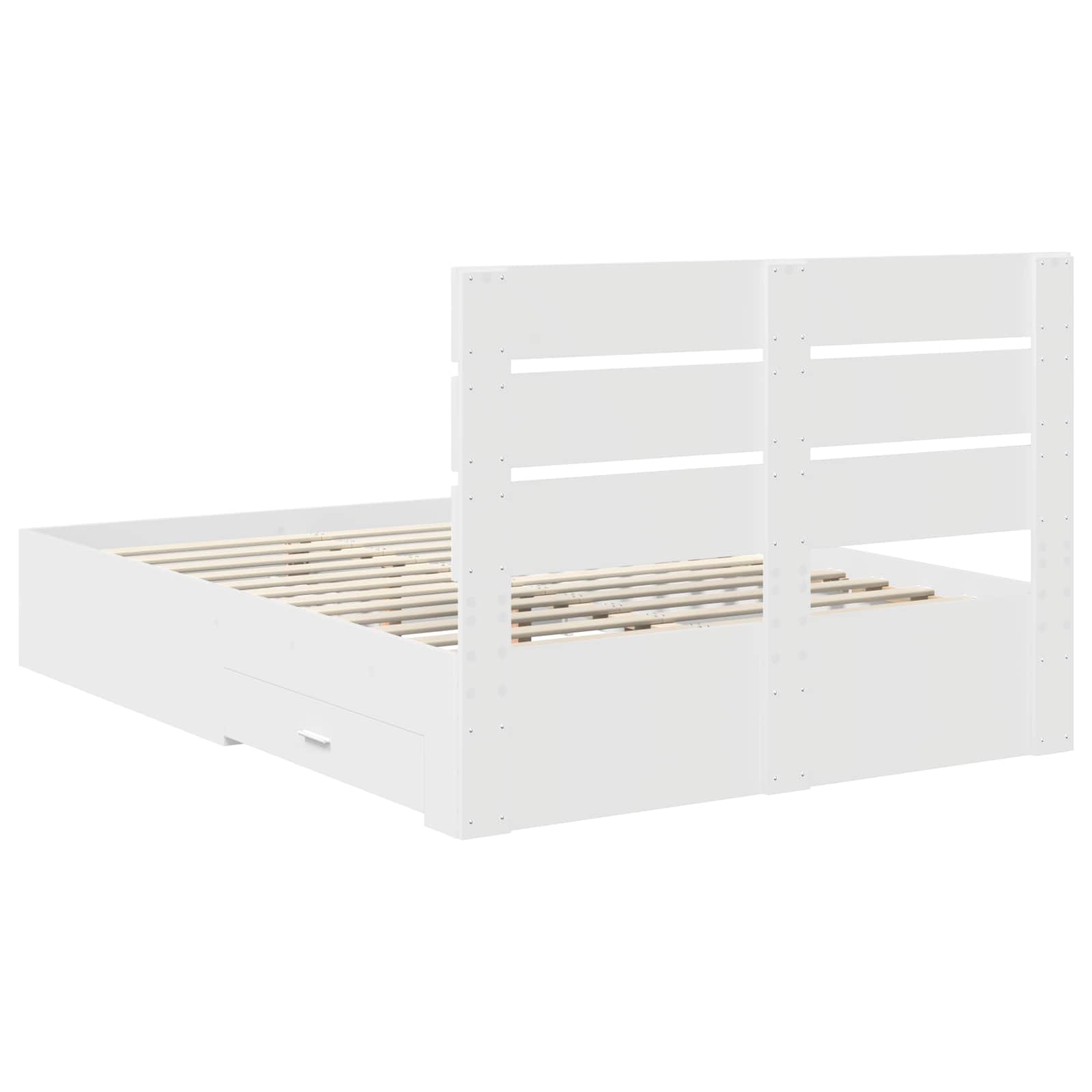 Bedframe met lade met hoofdeinde Wit 150 x 200 cm Bewerkt hout – afbeelding 10