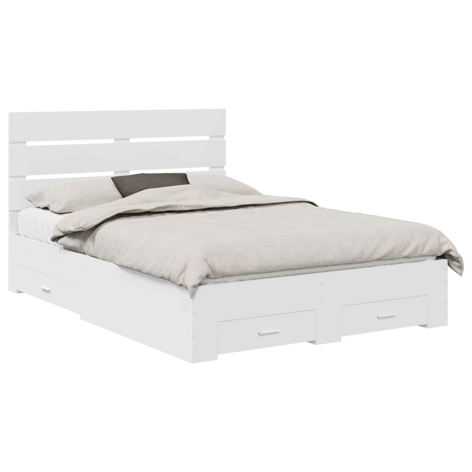 Bedframe met lade met hoofdeinde Wit 150 x 200 cm Bewerkt hout – afbeelding 2