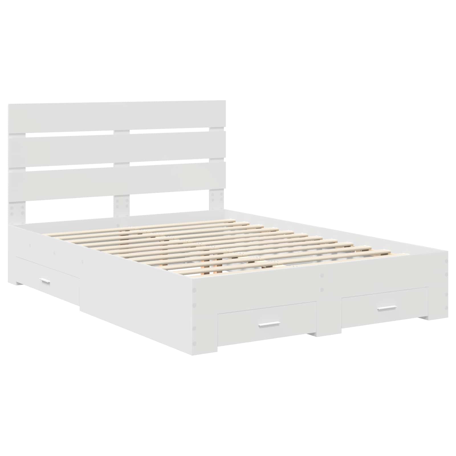 Bedframe met lade met hoofdeinde Wit 150 x 200 cm Bewerkt hout – afbeelding 4