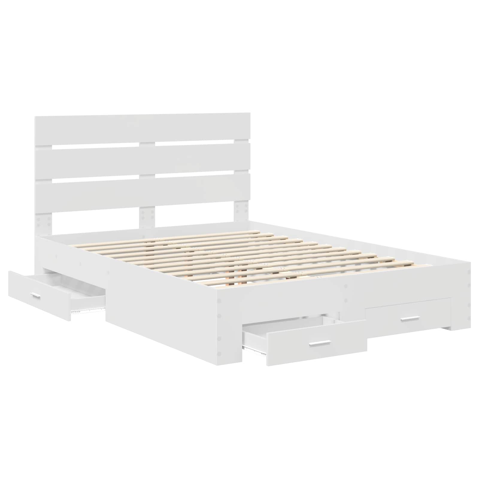 Bedframe met lade met hoofdeinde Wit 150 x 200 cm Bewerkt hout – afbeelding 5