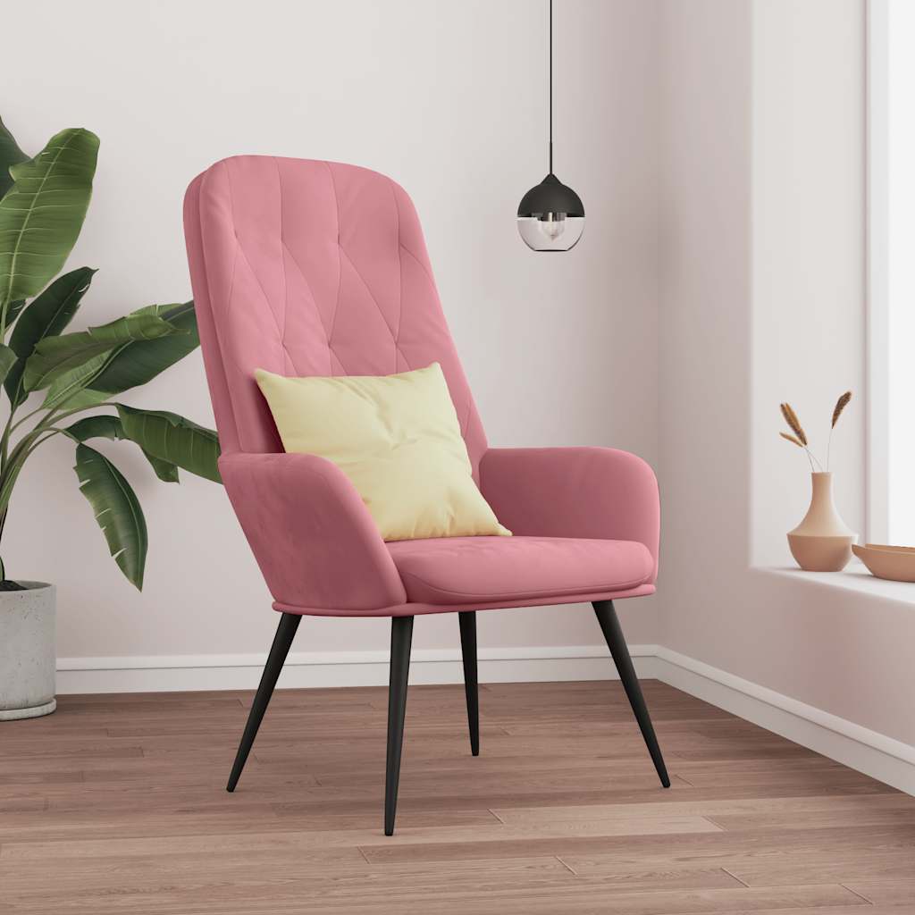 Relaxstoel fluweel roze
