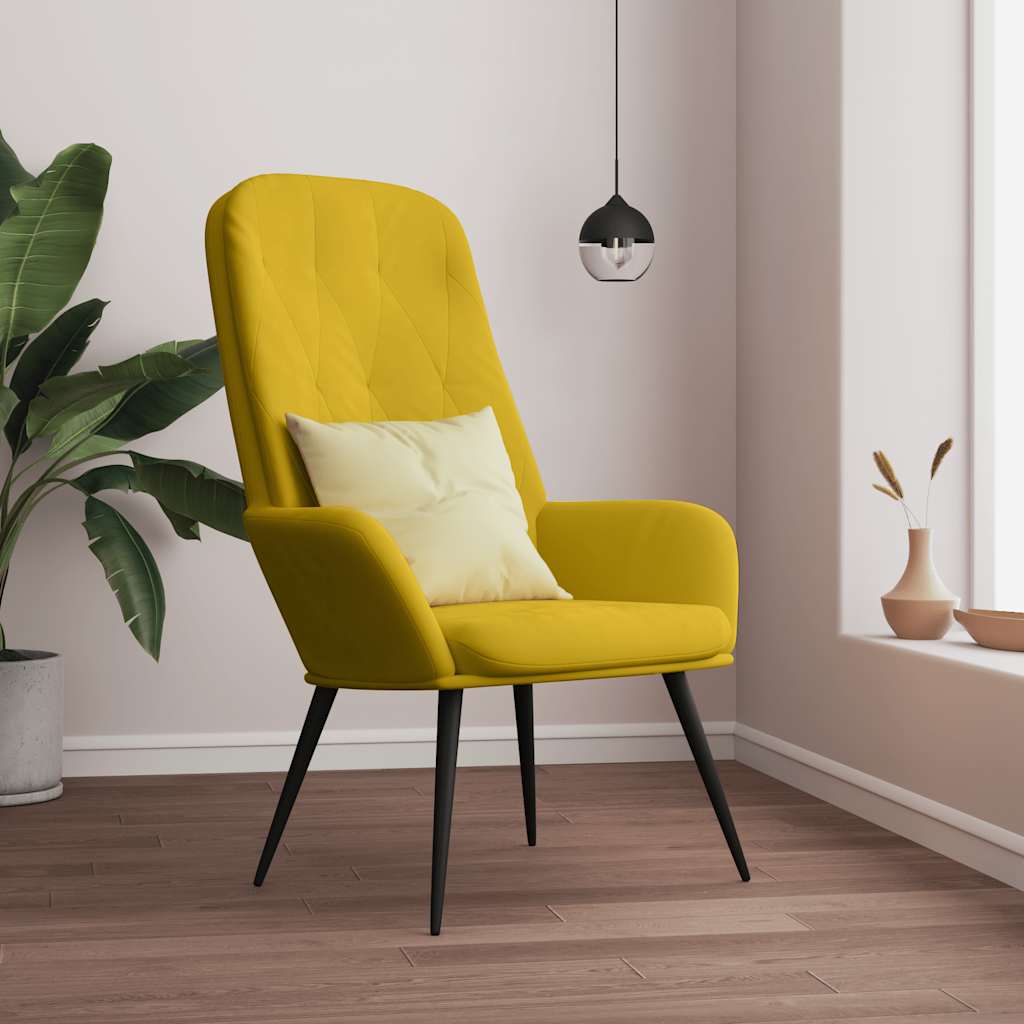 Relaxstoel fluweel mosterdgeel