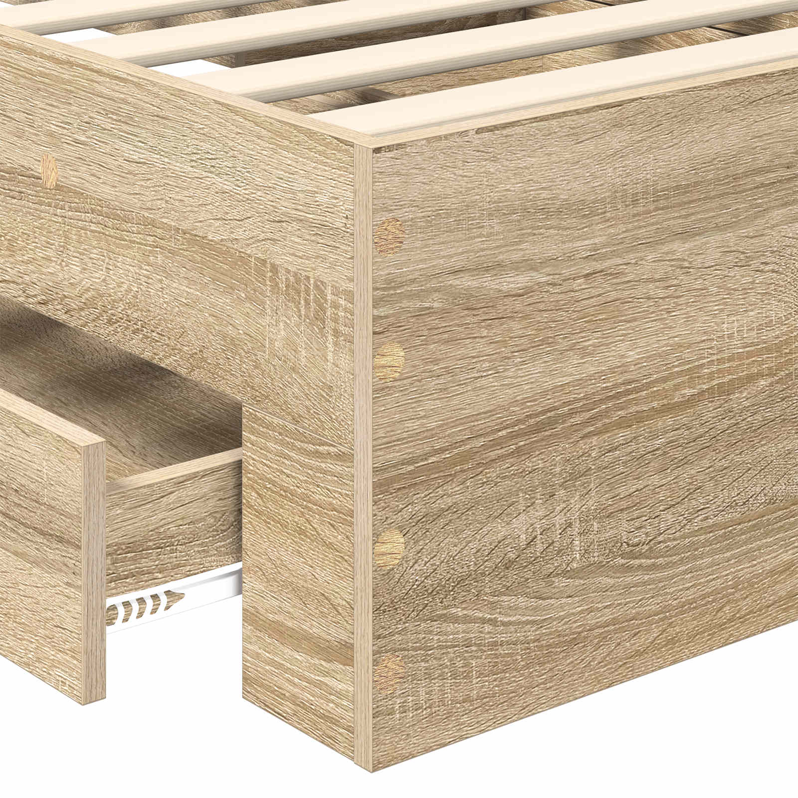 Bedframe met lade Sonoma Eiken 90 x 190 cm Bewerkt hout – afbeelding 10