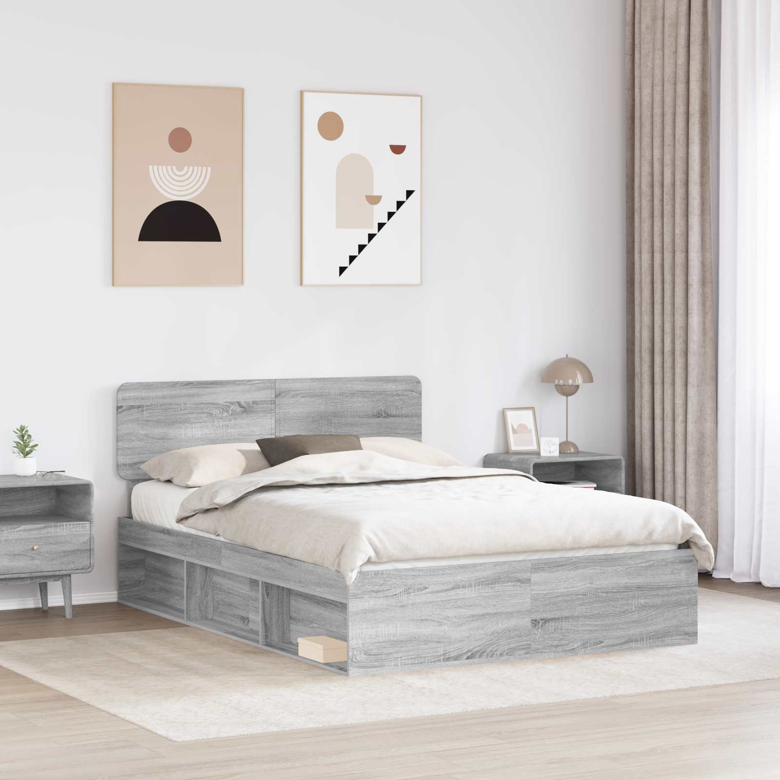 Bedframe Grijs Sonoma 160 x 200 cm Massief grenenhout – afbeelding 3