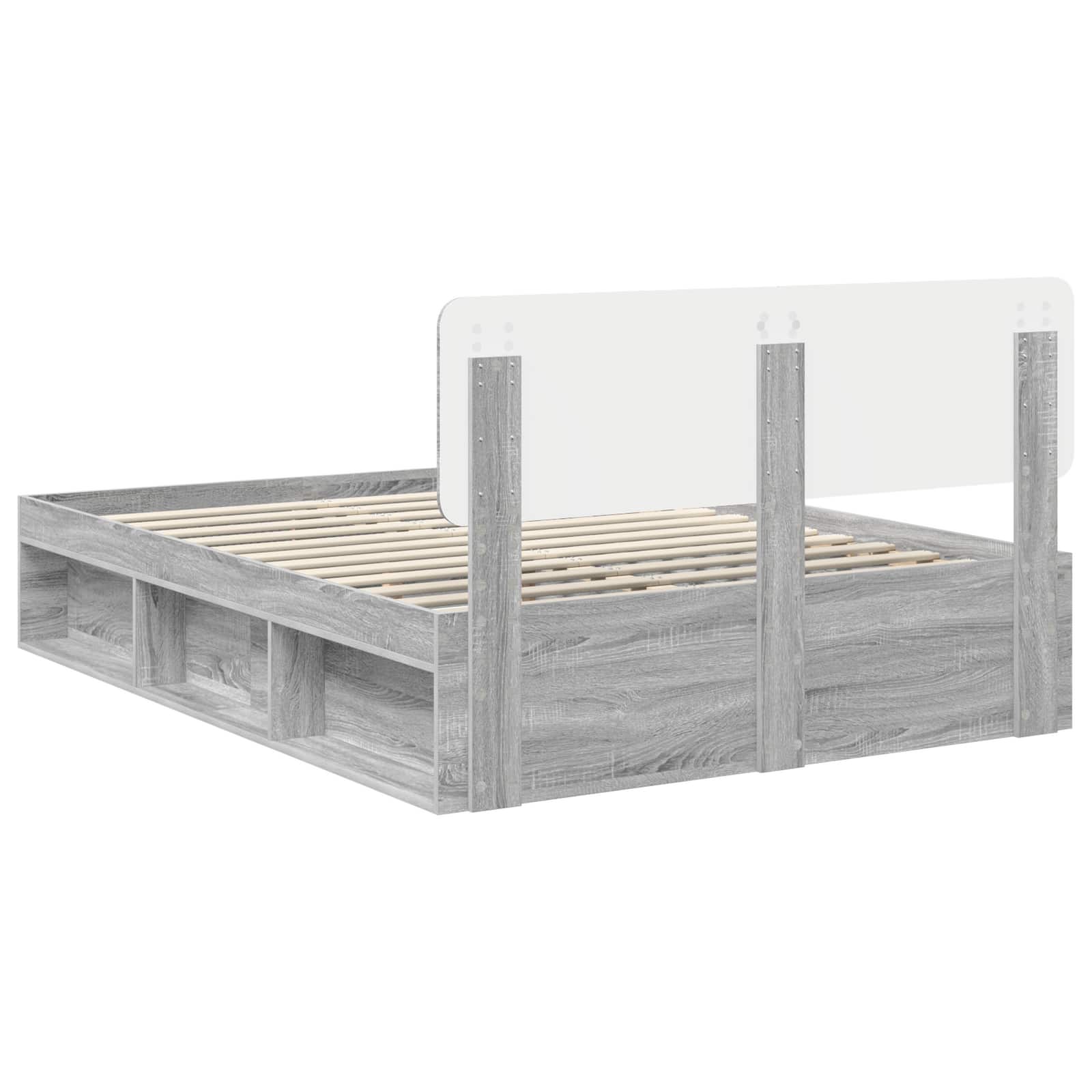 Bedframe Grijs Sonoma 160 x 200 cm Massief grenenhout – afbeelding 9