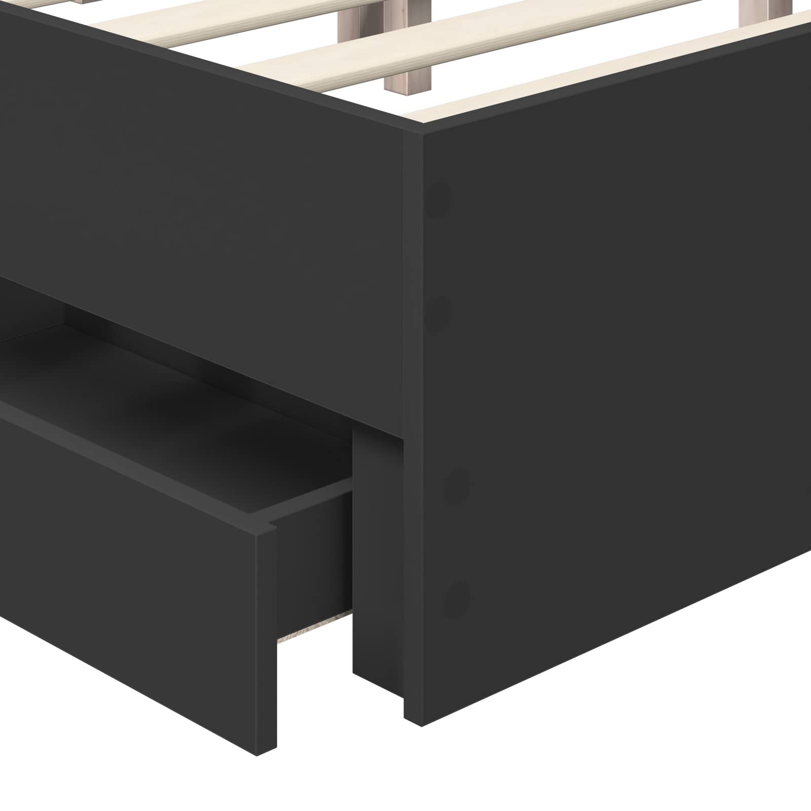 Bedframe met lade Zwart 140 x 200 cm Geconstrueerd hout – afbeelding 11