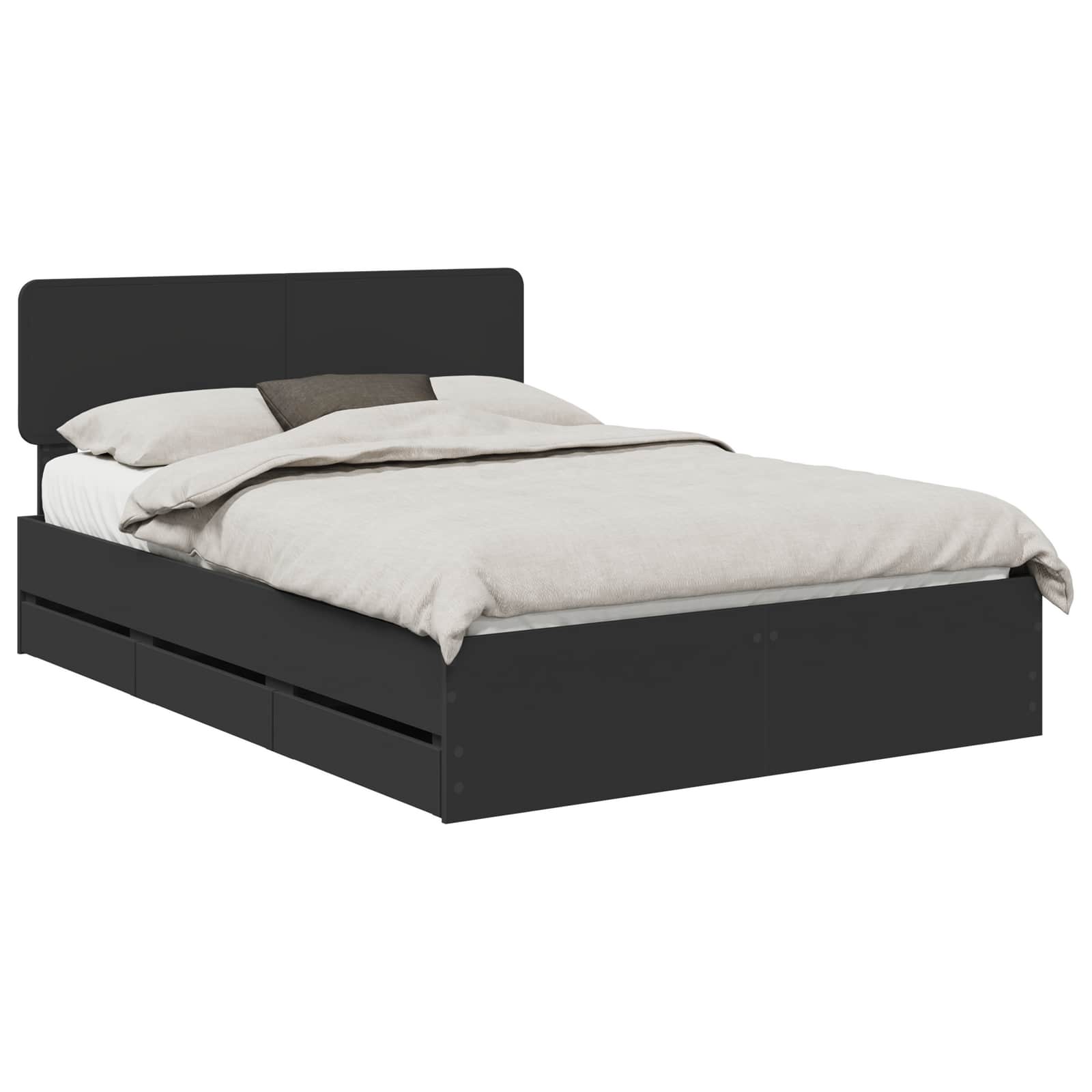 Bedframe met lade Zwart 140 x 200 cm Geconstrueerd hout – afbeelding 2