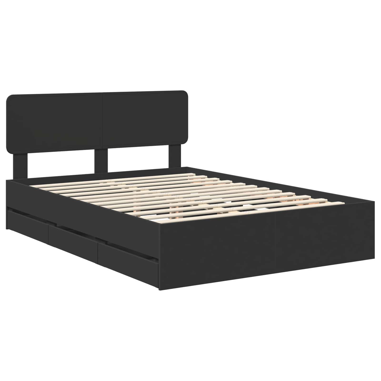 Bedframe met lade Zwart 140 x 200 cm Geconstrueerd hout – afbeelding 4