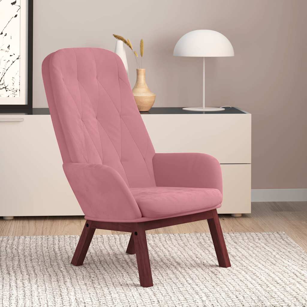 Relaxstoel fluweel roze