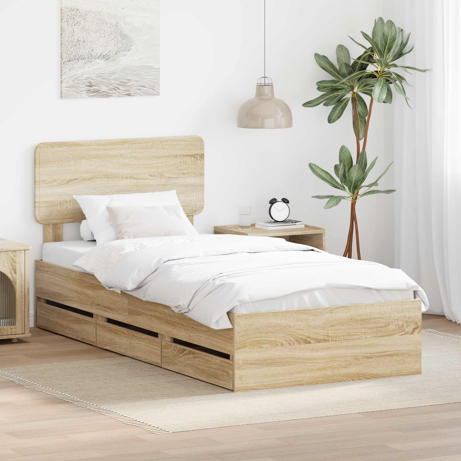 Bedframe met lade Sonoma Eiken 90 x 200 cm Geconstrueerd hout