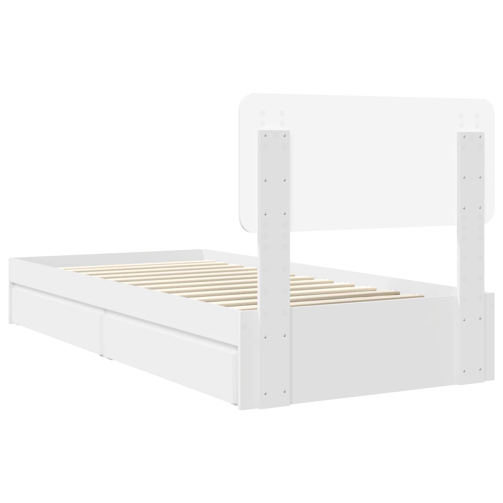 Opslag bed met lade met hoofdeinde Wit 90 x 190 cm Bewerkt hout – afbeelding 10