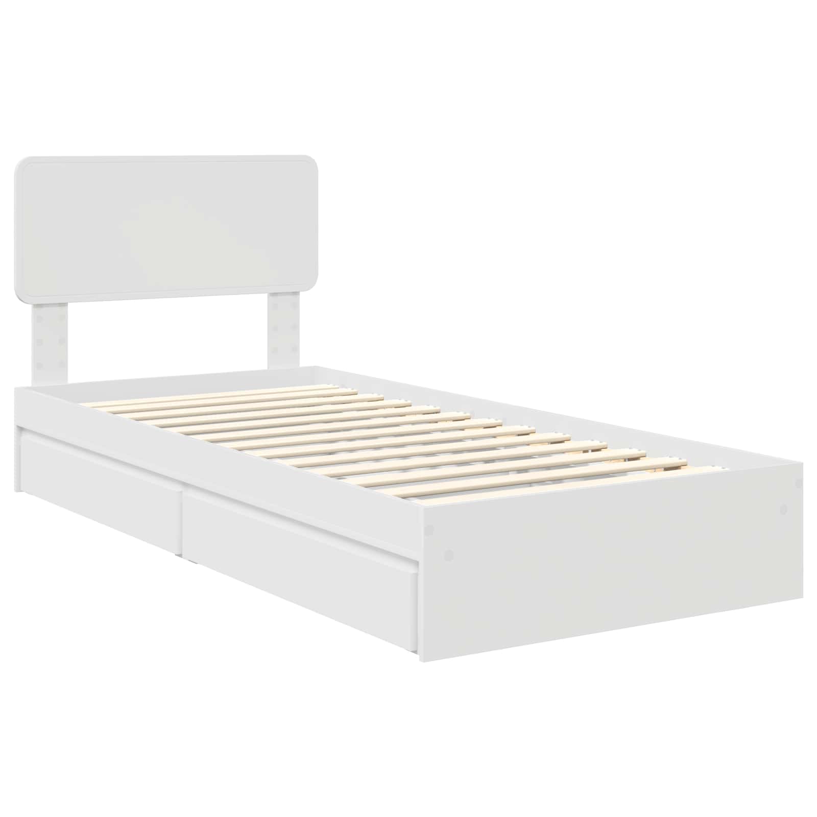 Opslag bed met lade met hoofdeinde Wit 90 x 190 cm Bewerkt hout – afbeelding 4