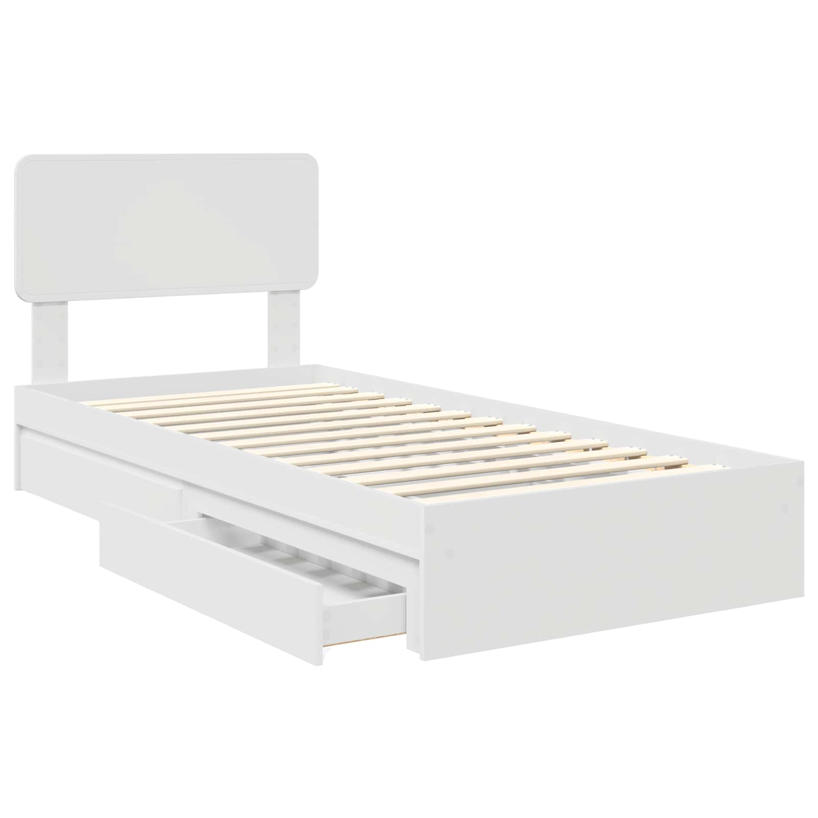 Opslag bed met lade met hoofdeinde Wit 90 x 190 cm Bewerkt hout – afbeelding 5