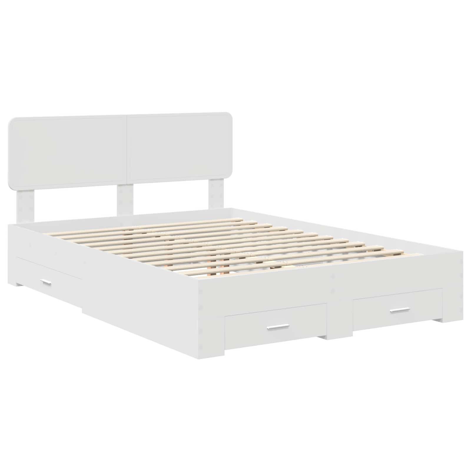 Bedframe met hoofdeinde met lade Wit 150 x 200 cm Bewerkt hout – afbeelding 4