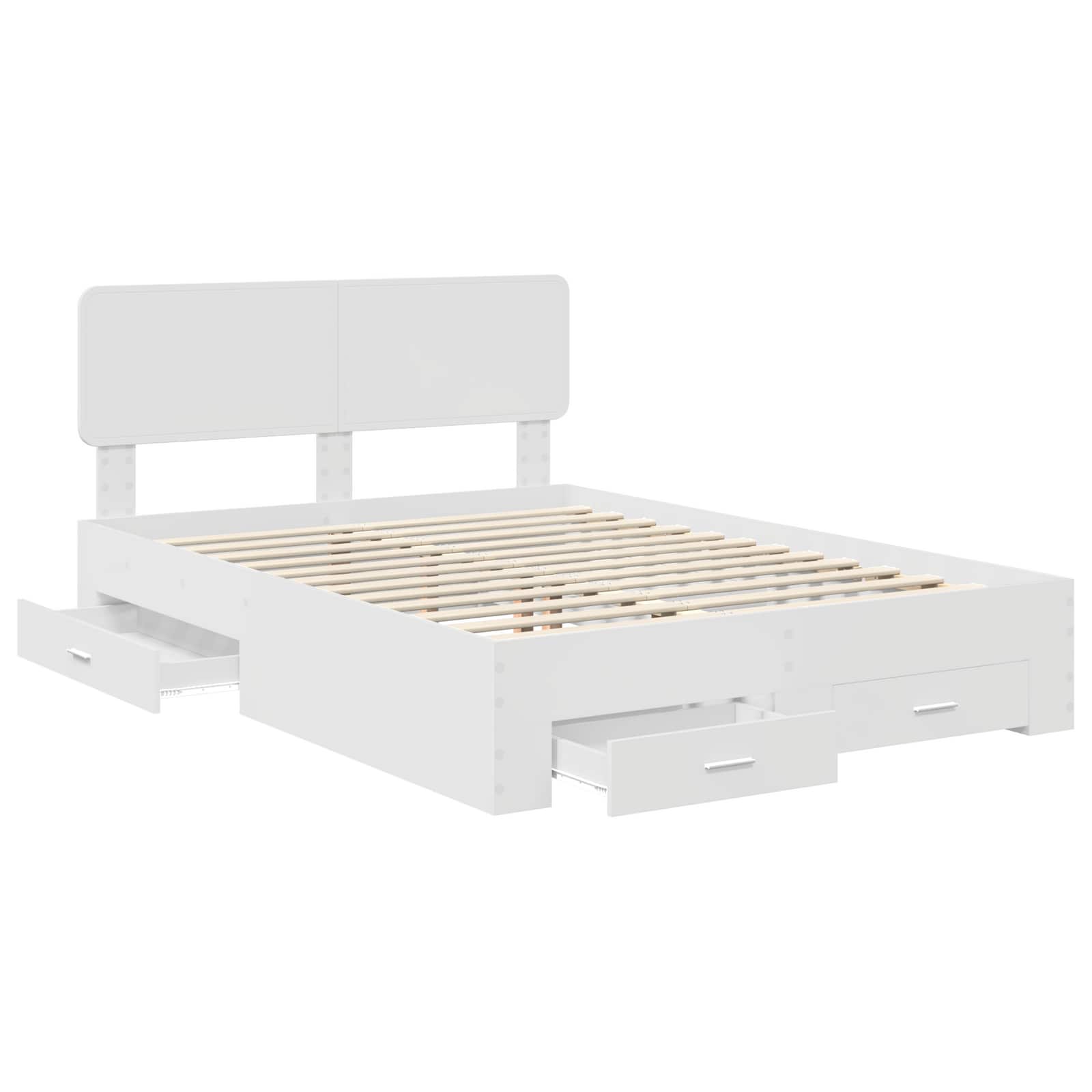 Bedframe met hoofdeinde met lade Wit 150 x 200 cm Bewerkt hout – afbeelding 5