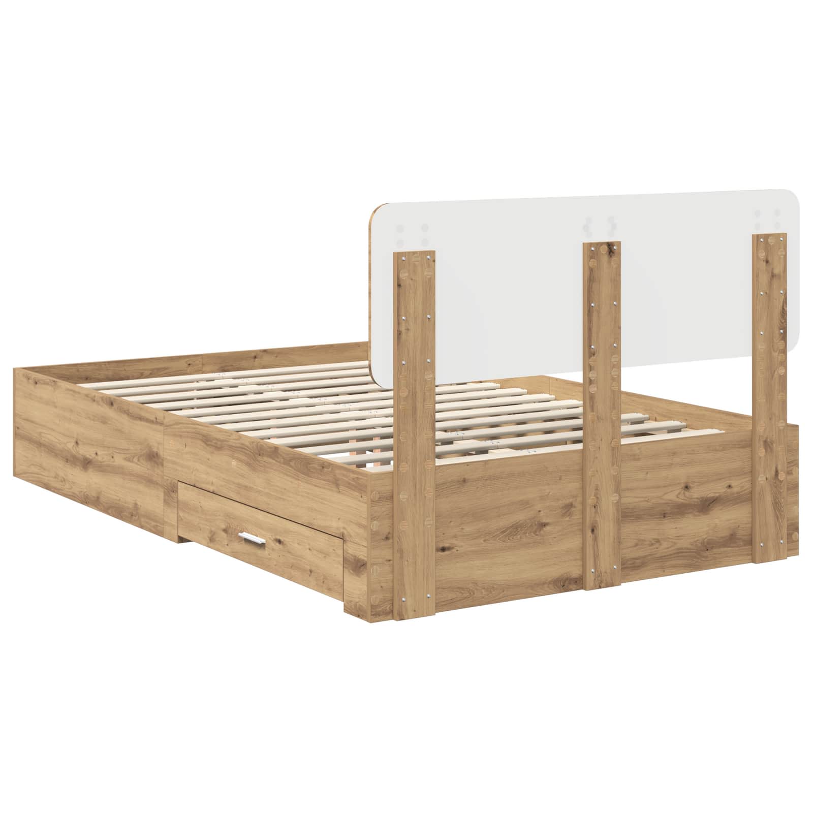 Bedframe met hoofdeinde Artisan Eiken 120 x 200 cm Bewerkt hout – afbeelding 10