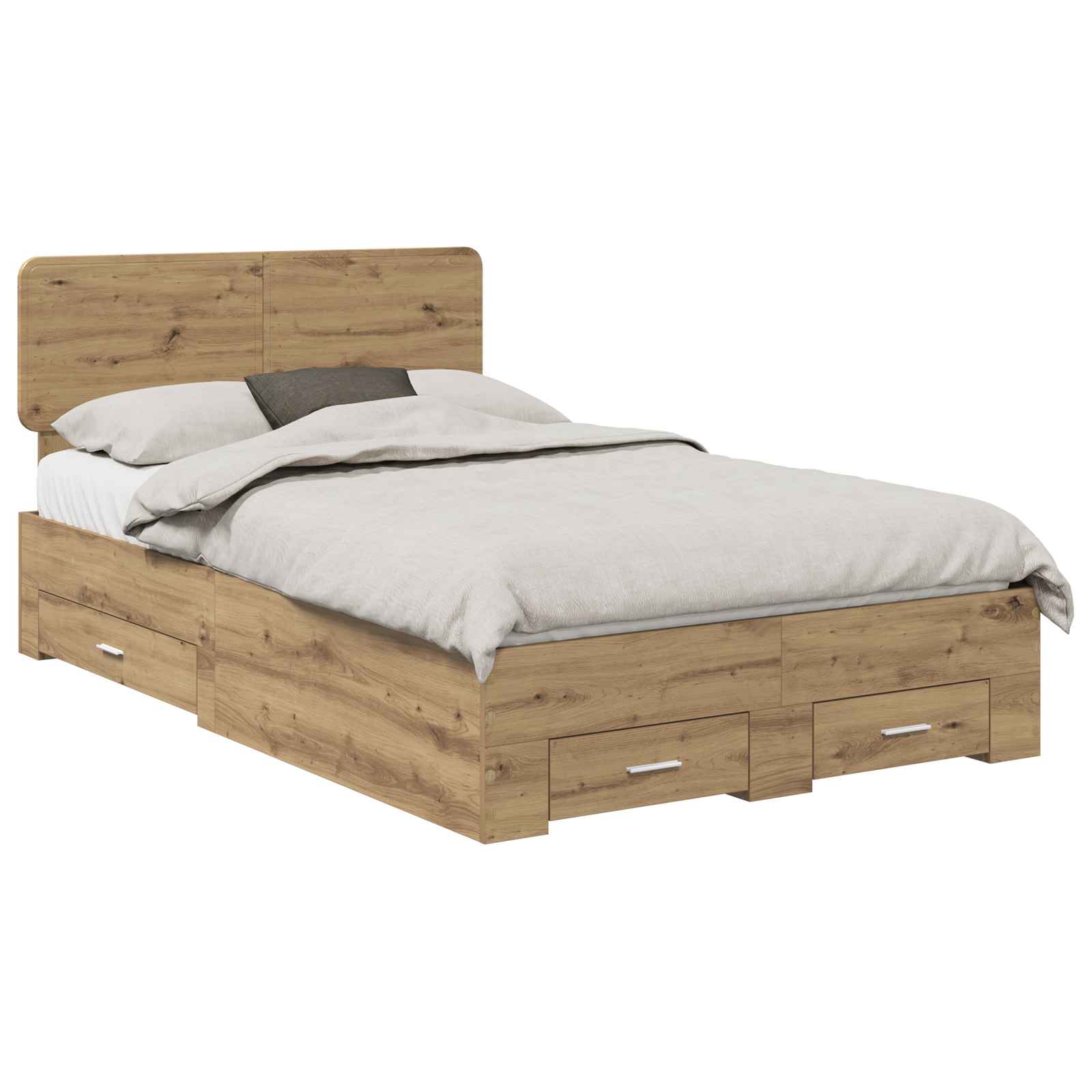 Bedframe met hoofdeinde Artisan Eiken 120 x 200 cm Bewerkt hout – afbeelding 2