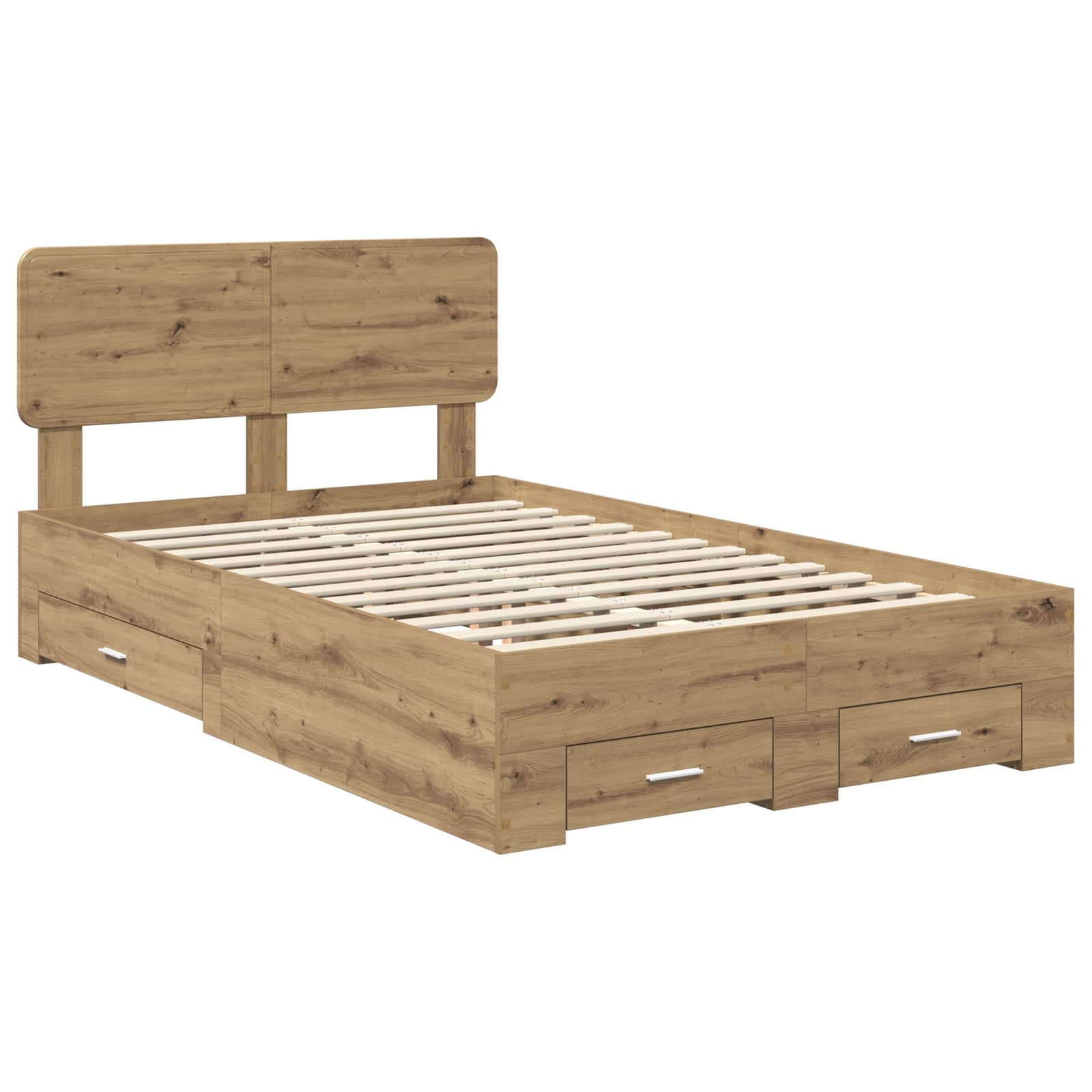 Bedframe met hoofdeinde Artisan Eiken 120 x 200 cm Bewerkt hout – afbeelding 4