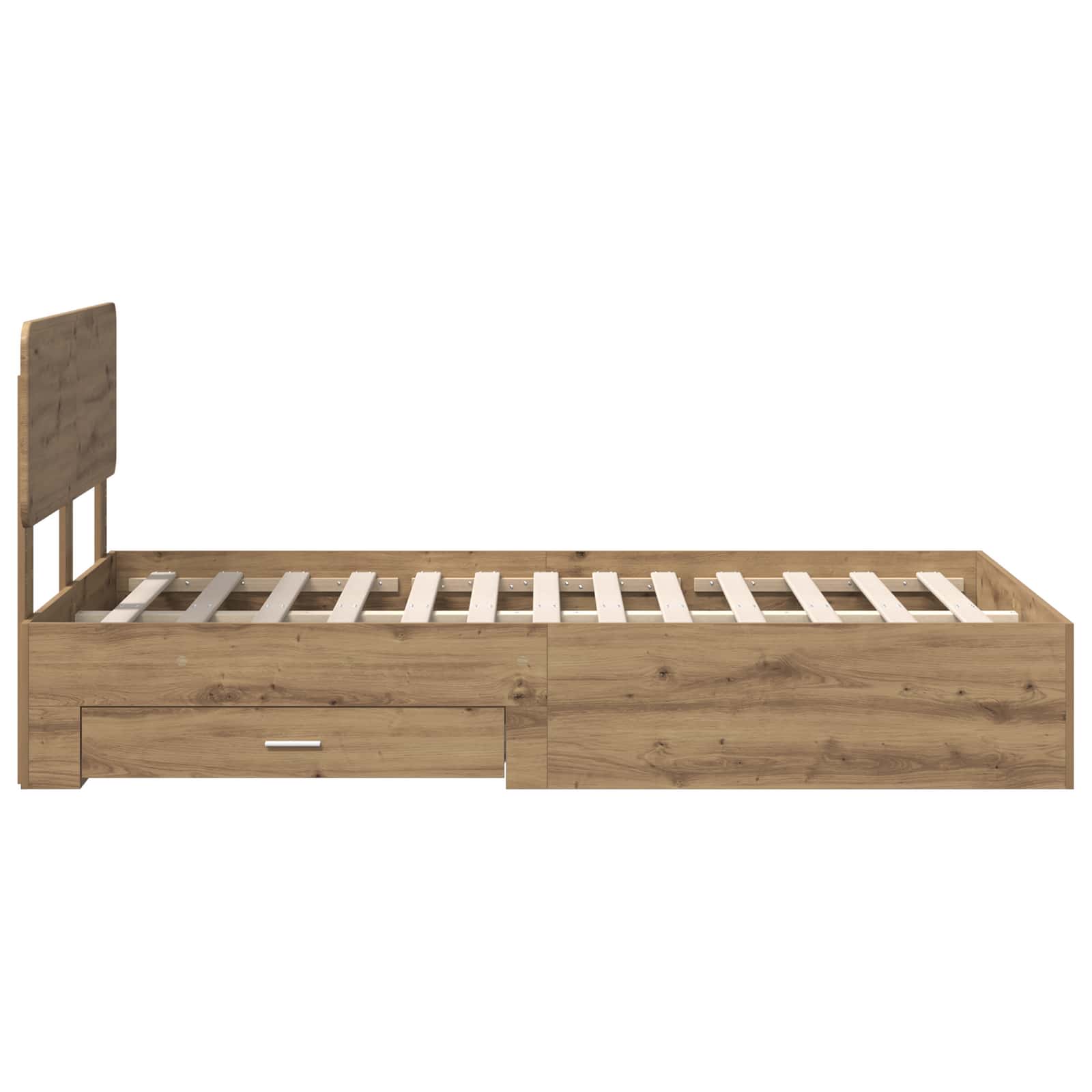 Bedframe met hoofdeinde Artisan Eiken 120 x 200 cm Bewerkt hout – afbeelding 9