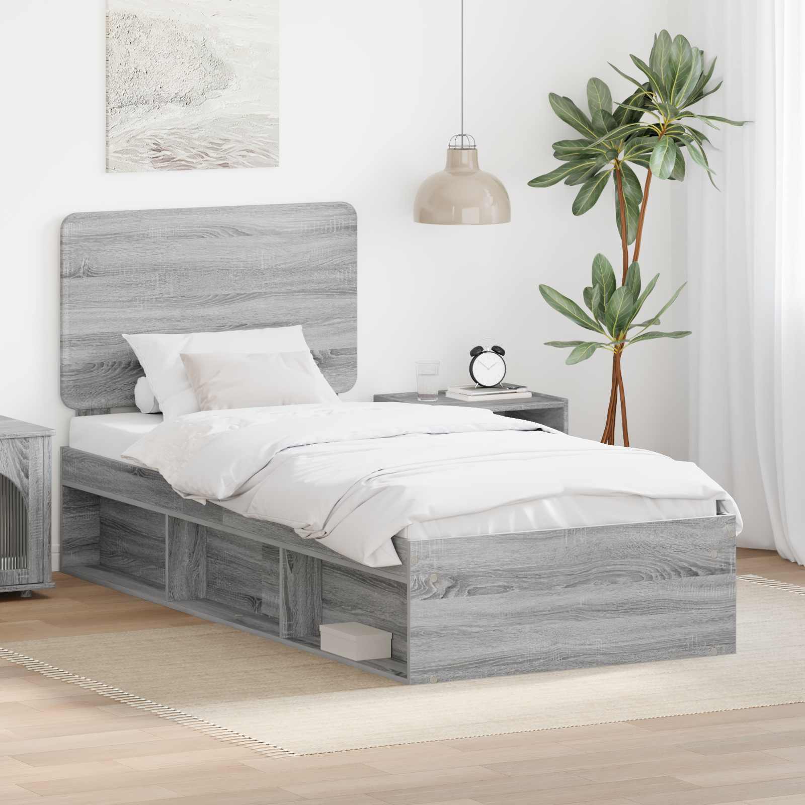Bedframe Grijs Sonoma 90 x 190 cm Massief grenenhout