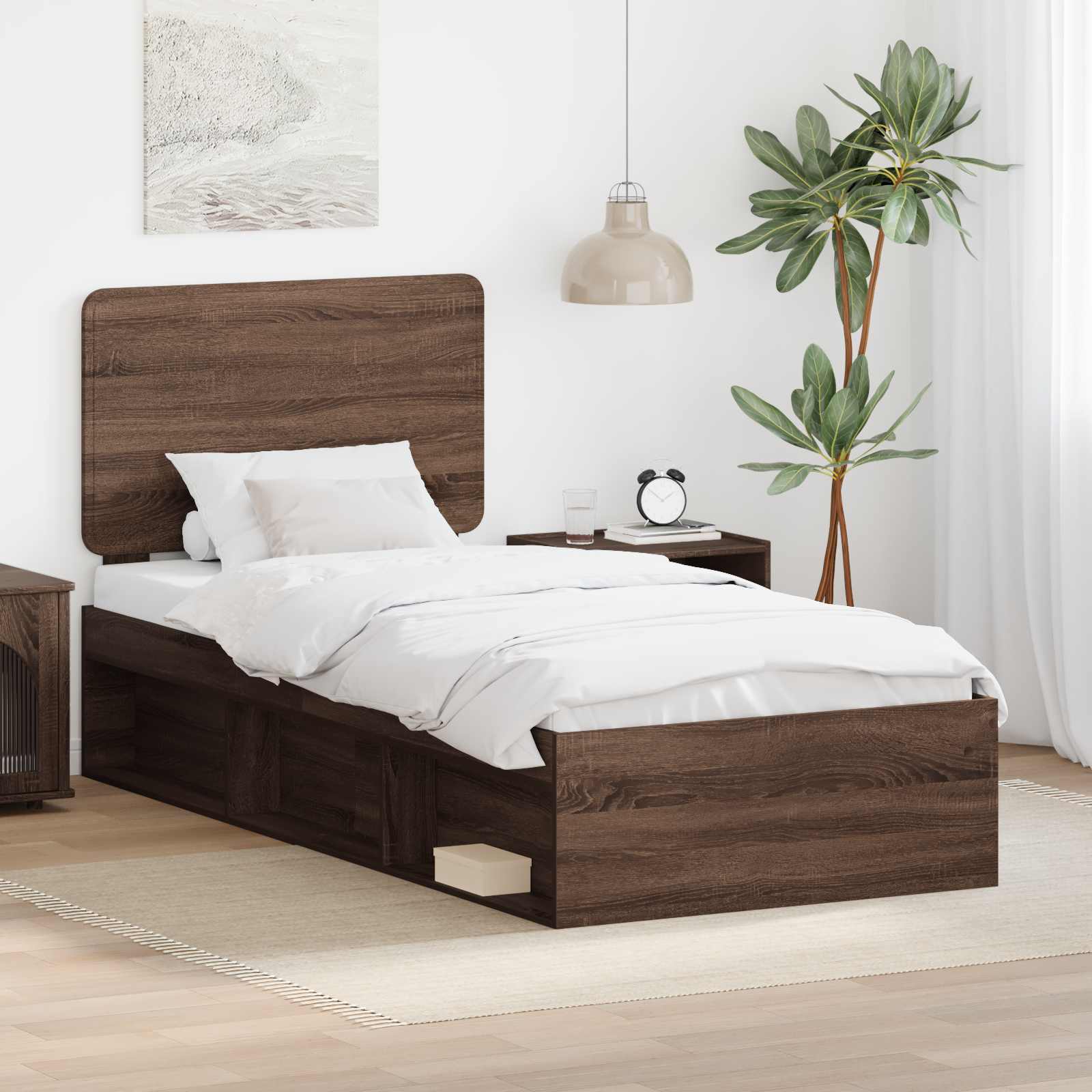 Bedframe Bruin Eiken 75 x 190 cm Massief grenenhout