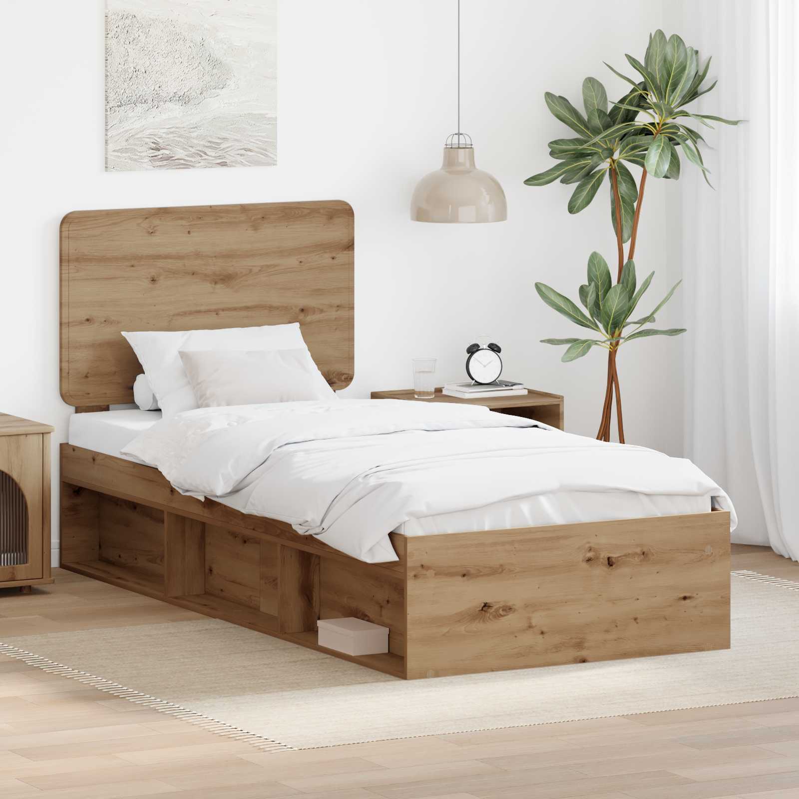 Bedframe Ambachtelijk eiken 75 x 190 cm Massief grenenhout
