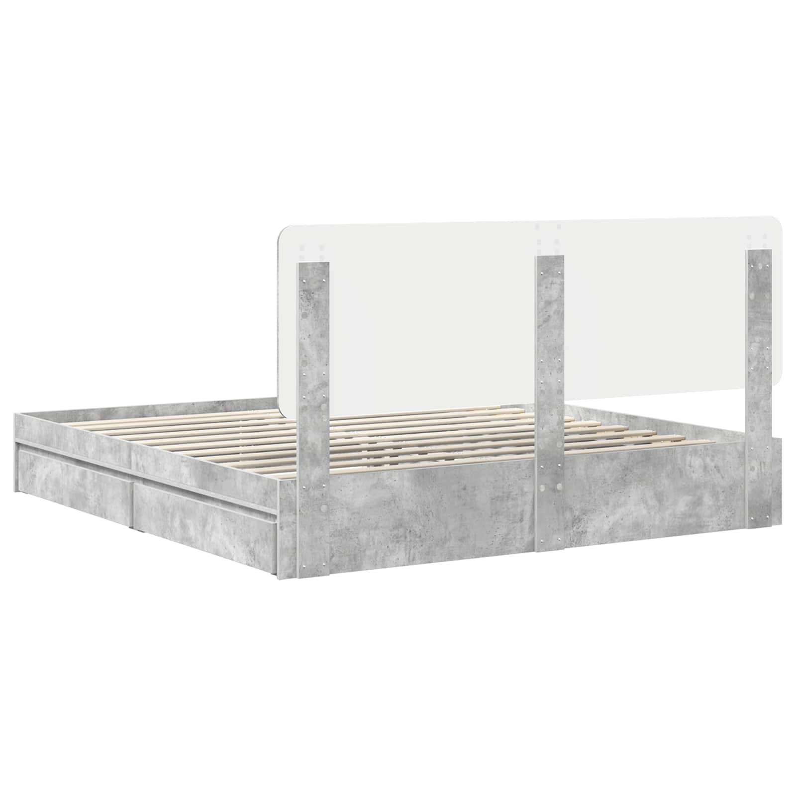 Opslag bed met hoofdeinde Beton Grijs 180 x 200 cm Bewerkt hout – afbeelding 10